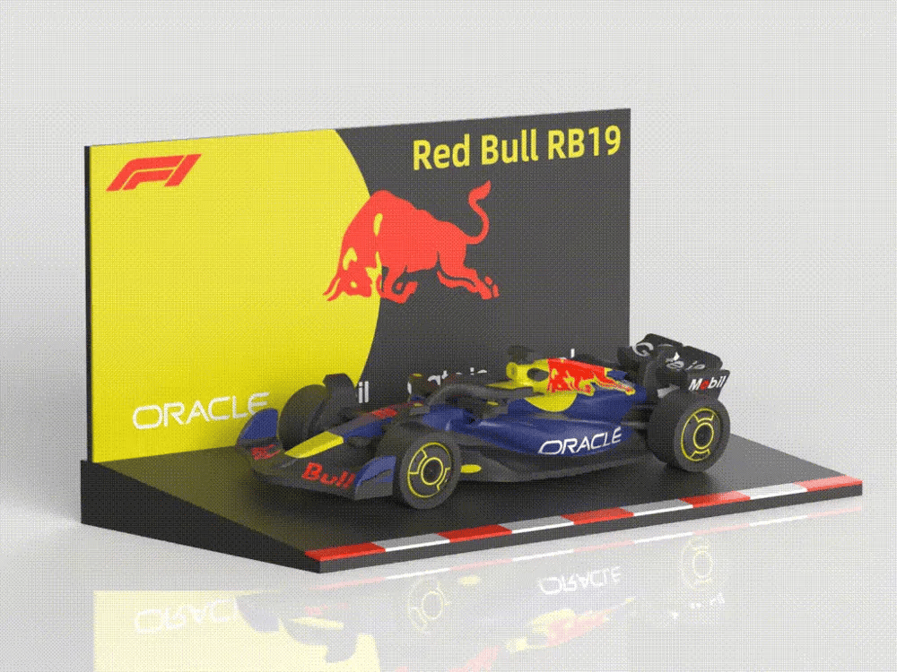 Voiture de course décorative en impression 3D avec socle