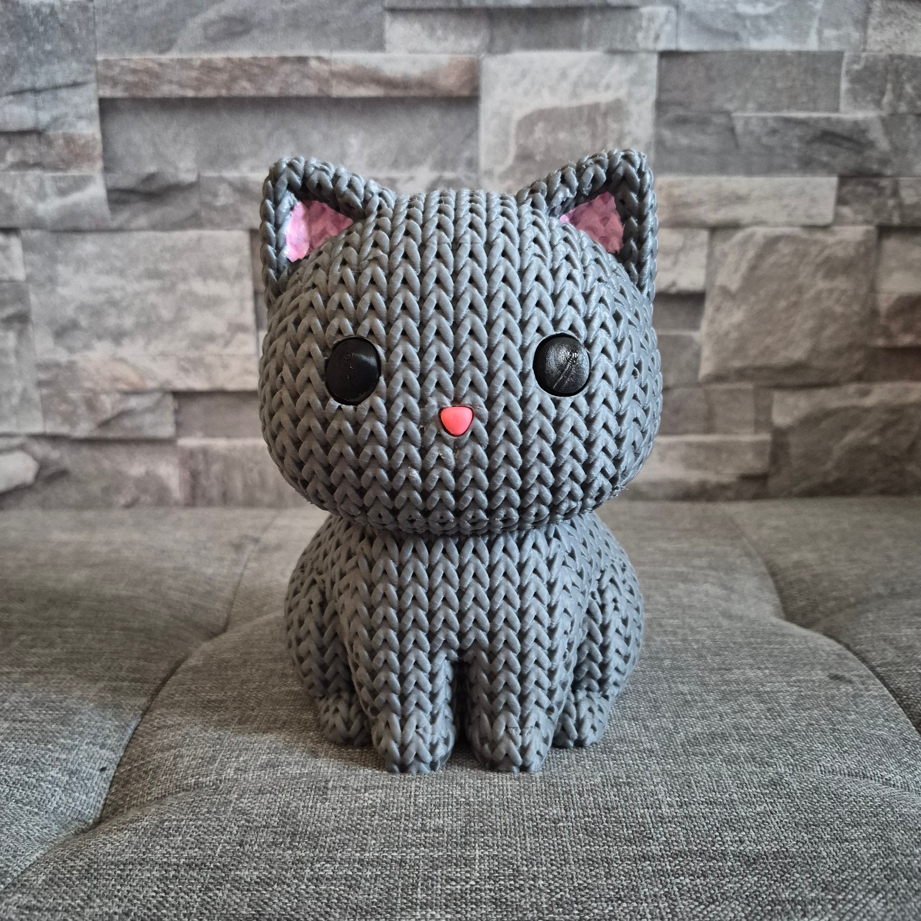 Chat Tricot Imprimé 3D • Figurine Déco Kawaii