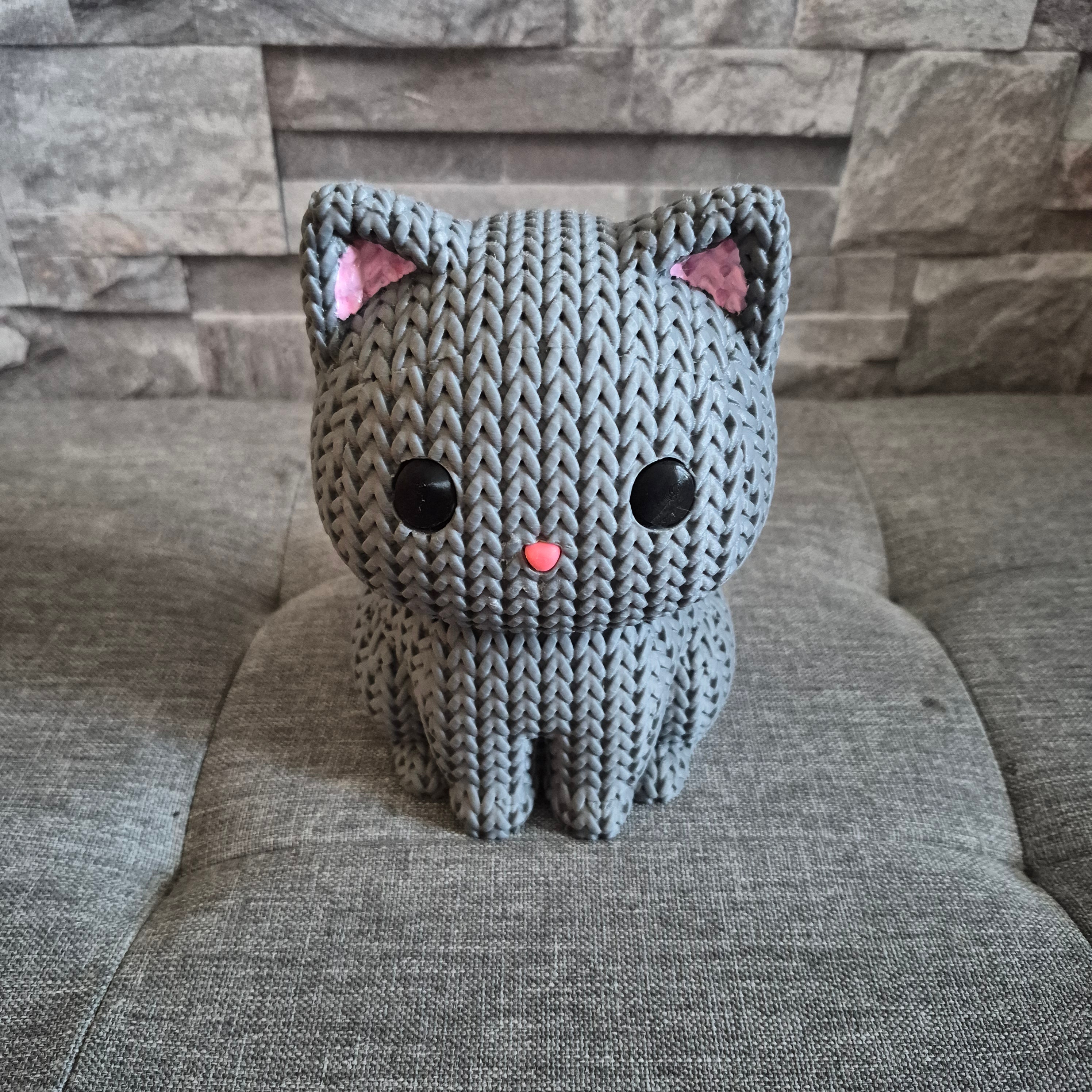 Chat Tricot Imprimé 3D • Figurine Déco Kawaii