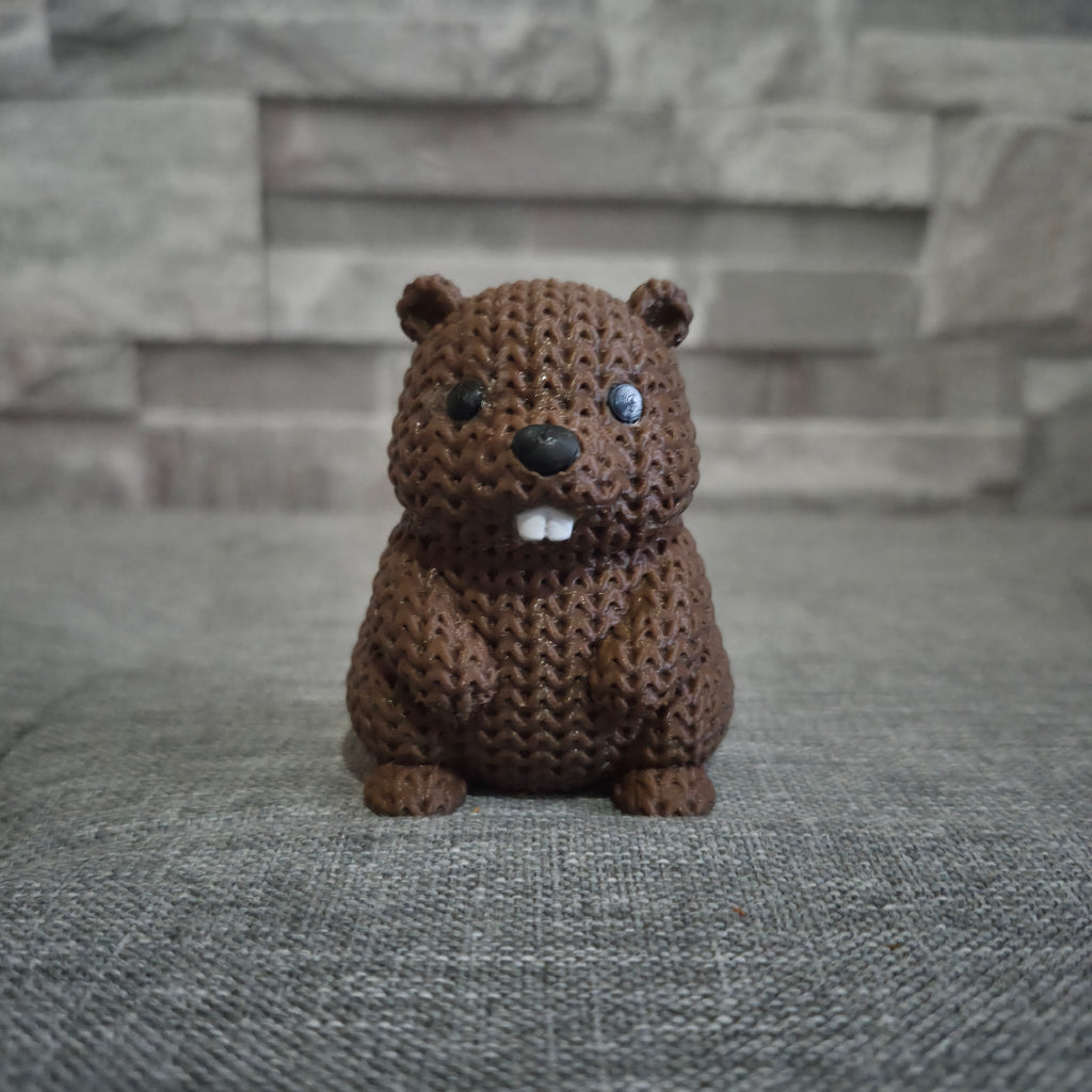 Figurine castor tricot 3D – Déco kawaii et cosy