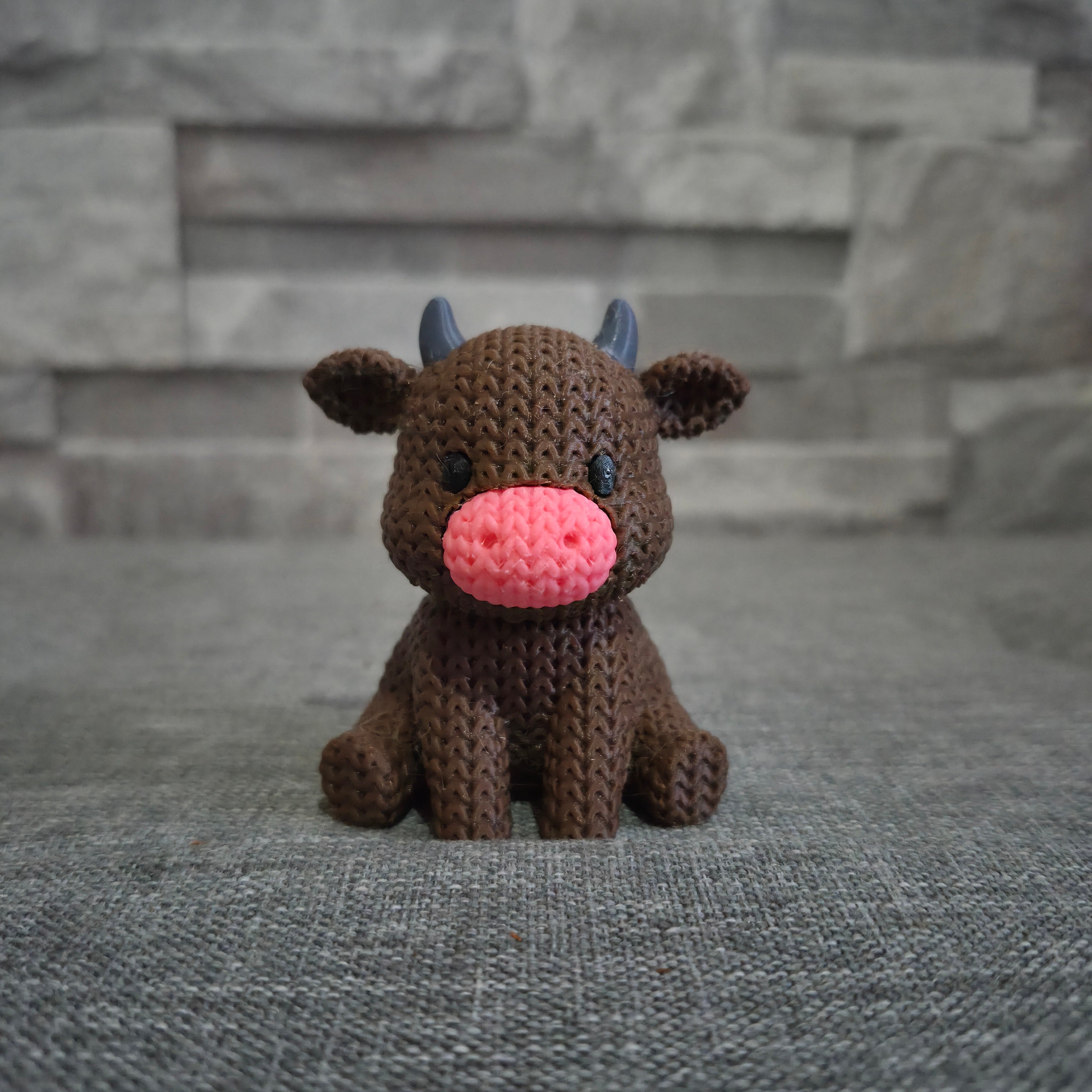Figurine vache tricot 3D • Sculpture artisanale déco • Cadeau original