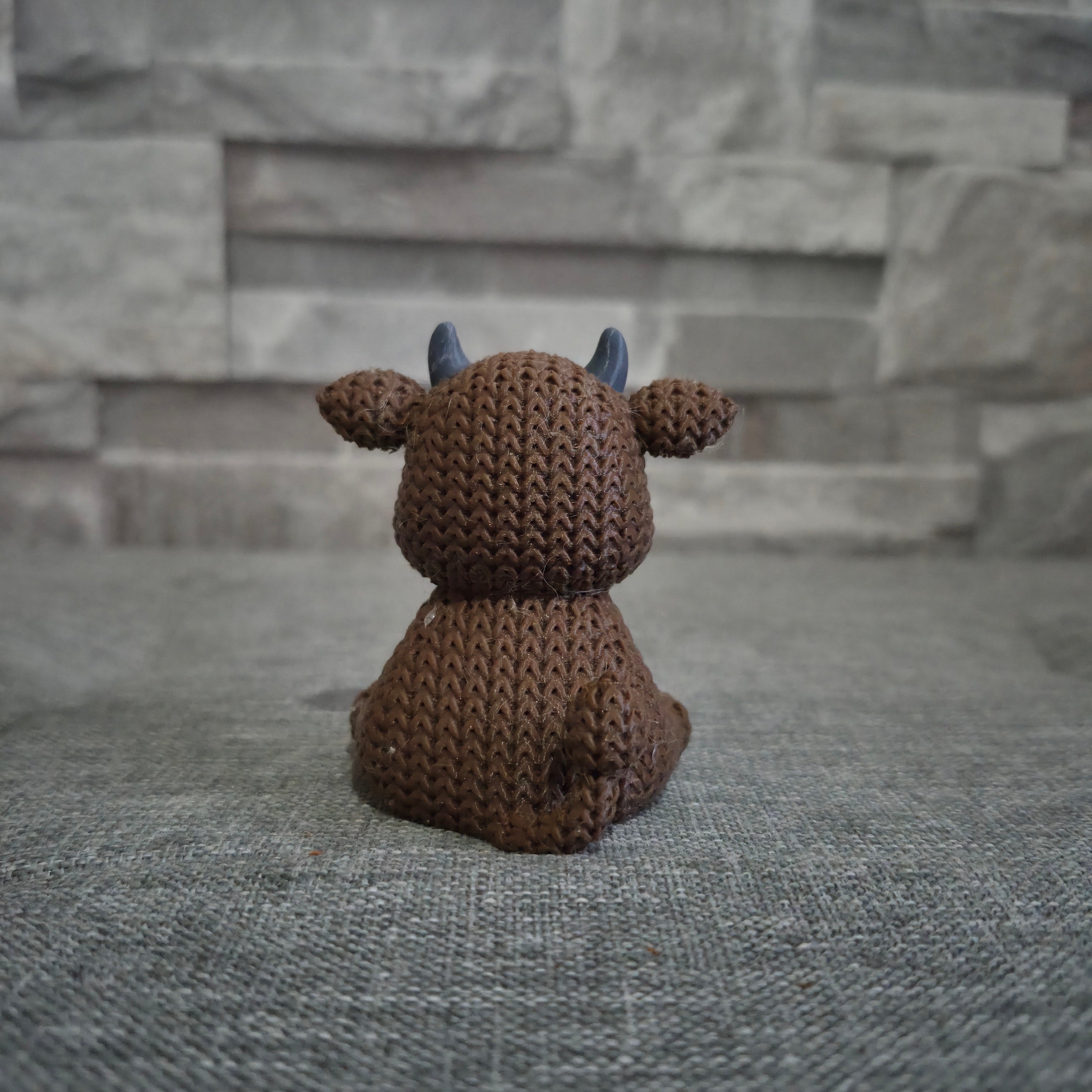 Figurine vache tricot 3D • Sculpture artisanale déco • Cadeau original