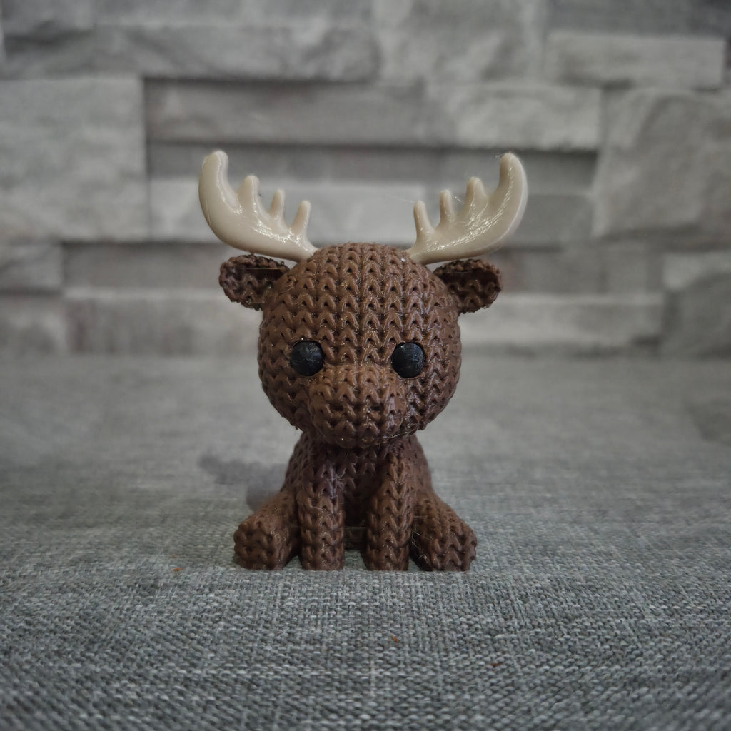 Figurine élan tricot 3D • Sculpture artisanale • Déco nature