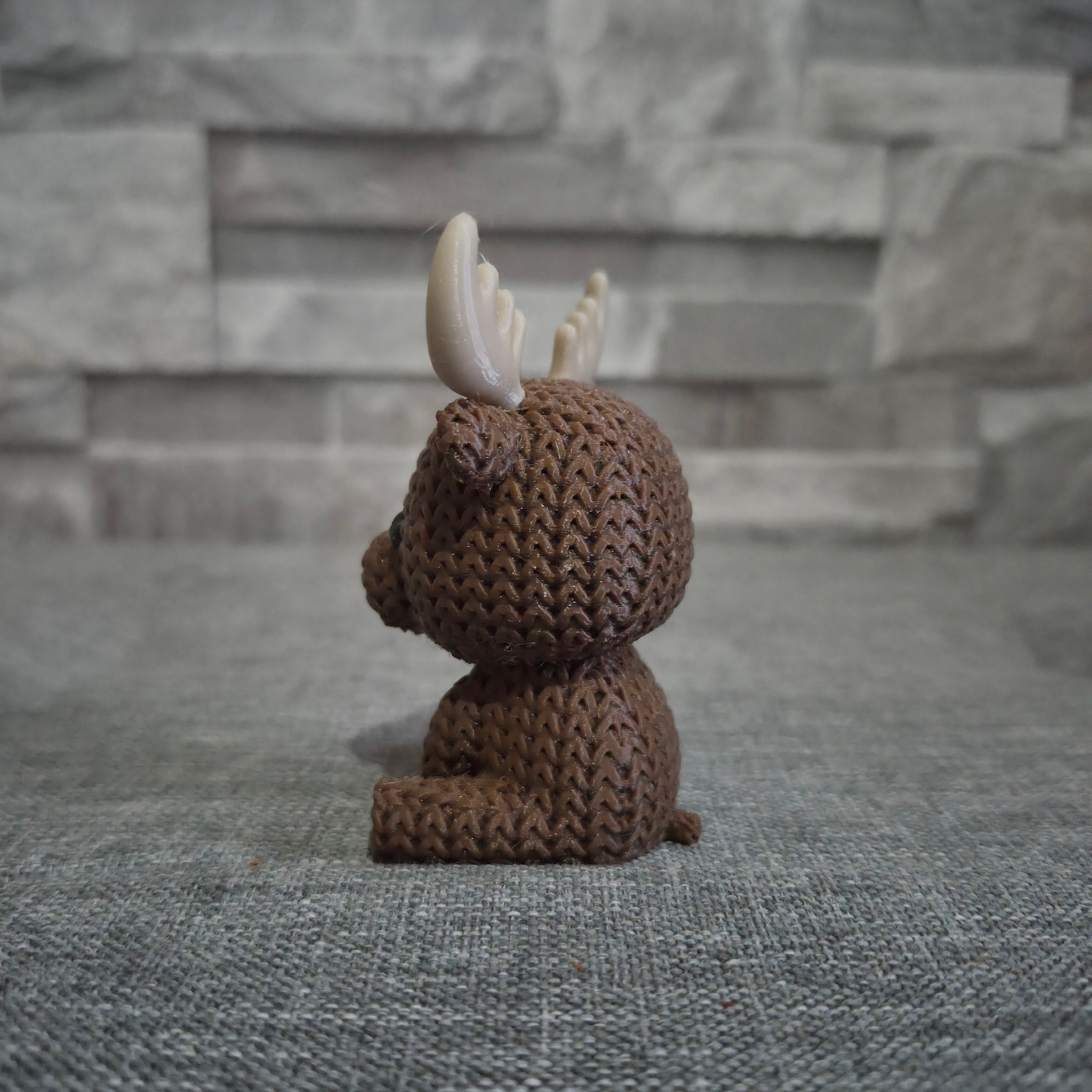 Figurine élan tricot 3D • Sculpture artisanale • Déco nature