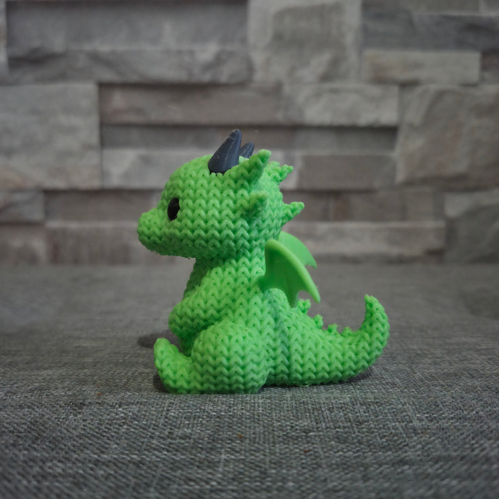 Figurine dragon tricot 3D • Sculpture fantastique artisanale • Cadeau original