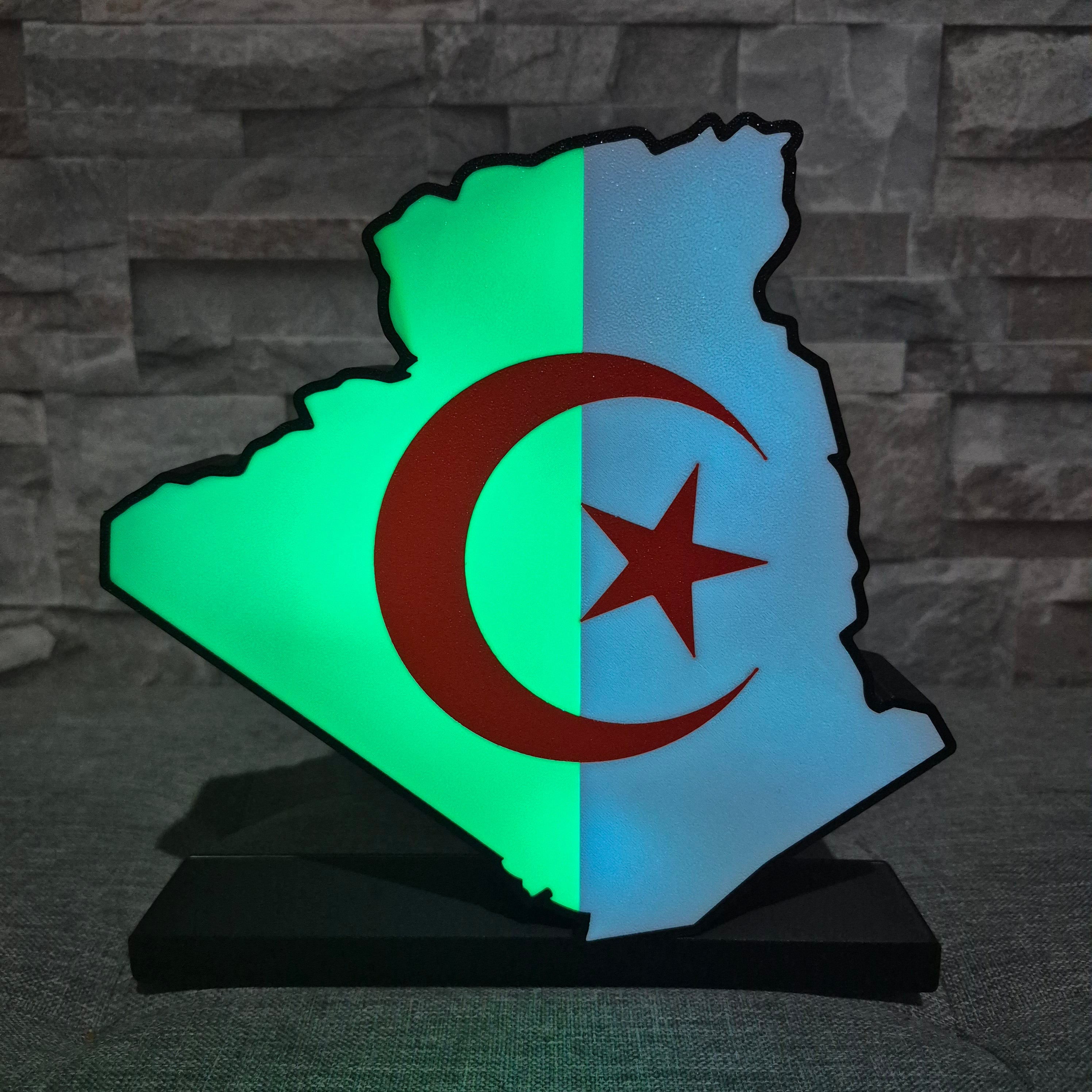 Logo LED Algérie DZ – Décoration lumineuse avec télécommande