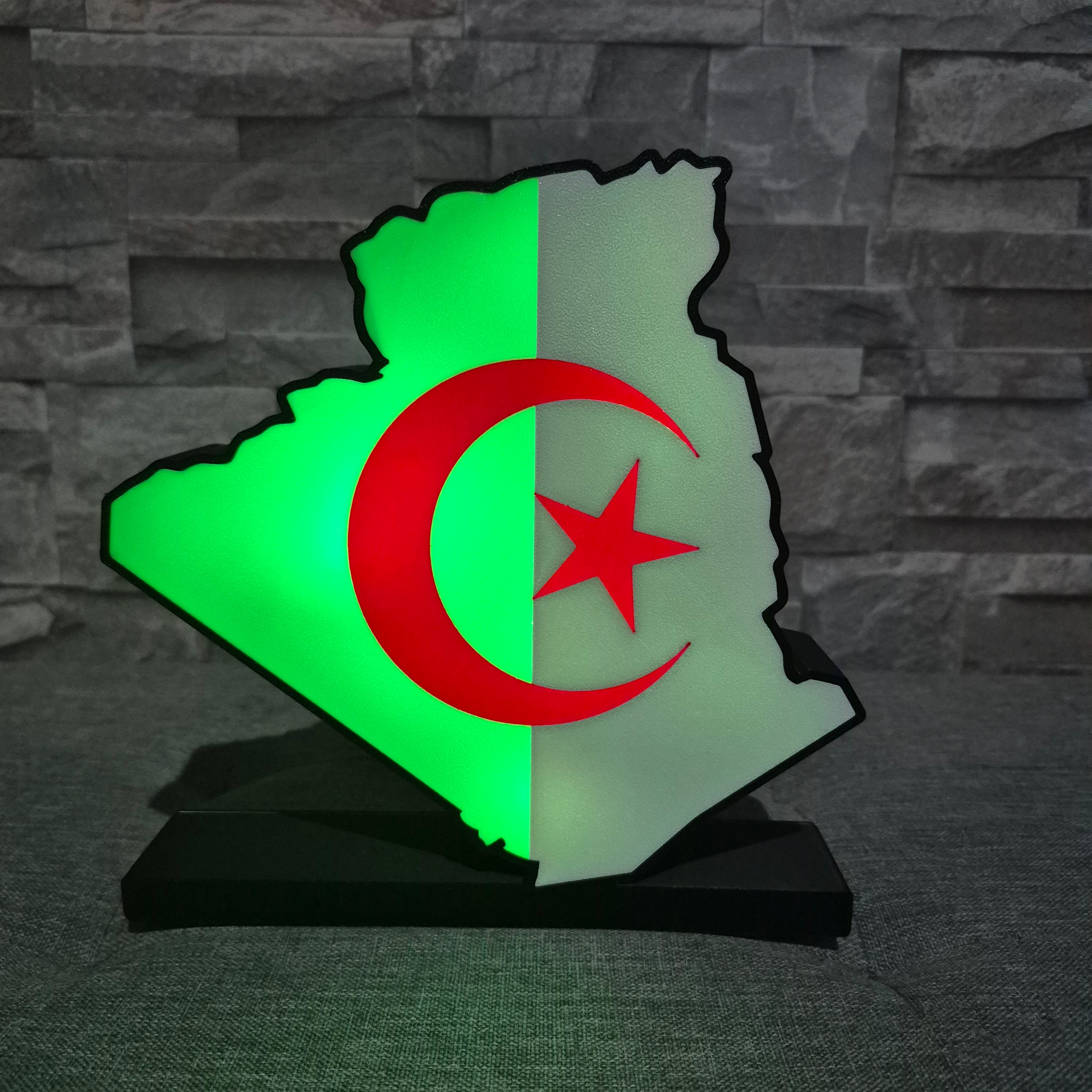 Logo LED Algérie DZ – Décoration lumineuse avec télécommande