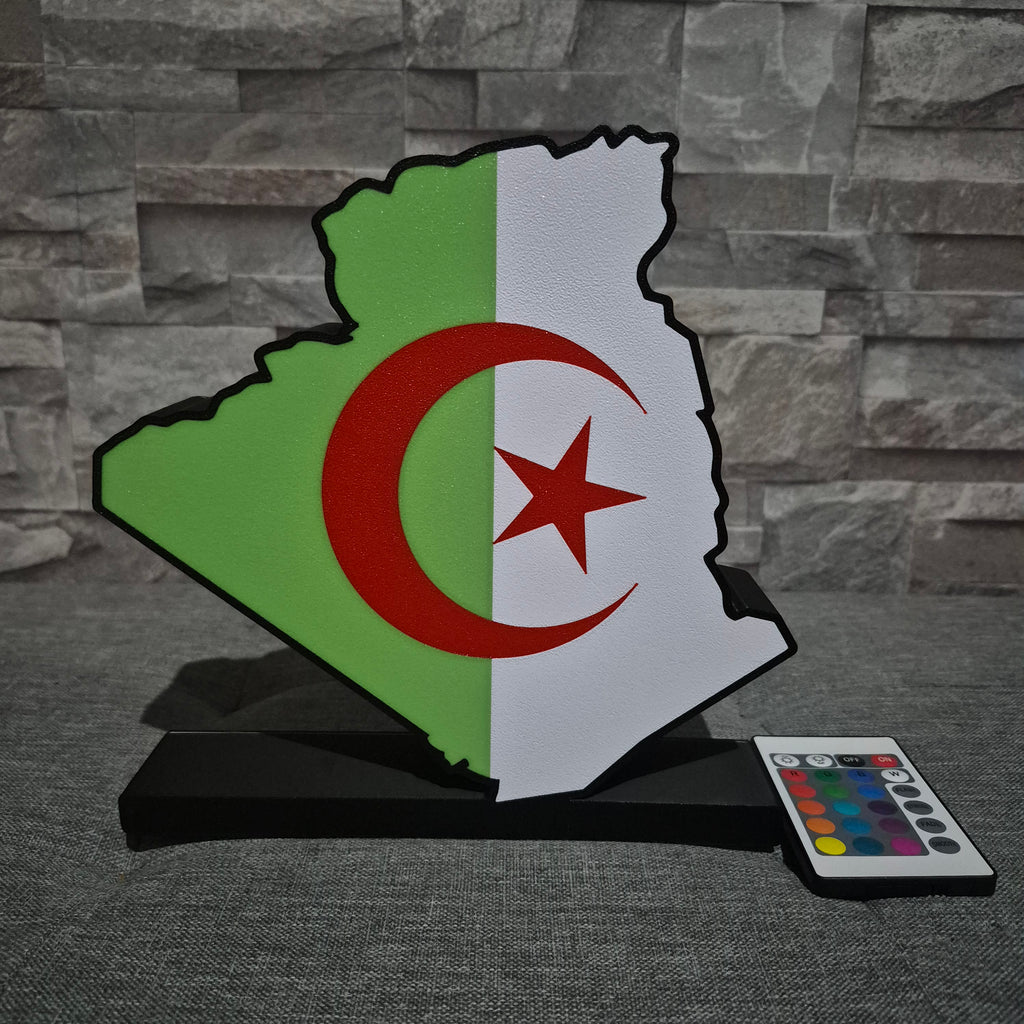 Logo LED Algérie DZ – Décoration lumineuse avec télécommande