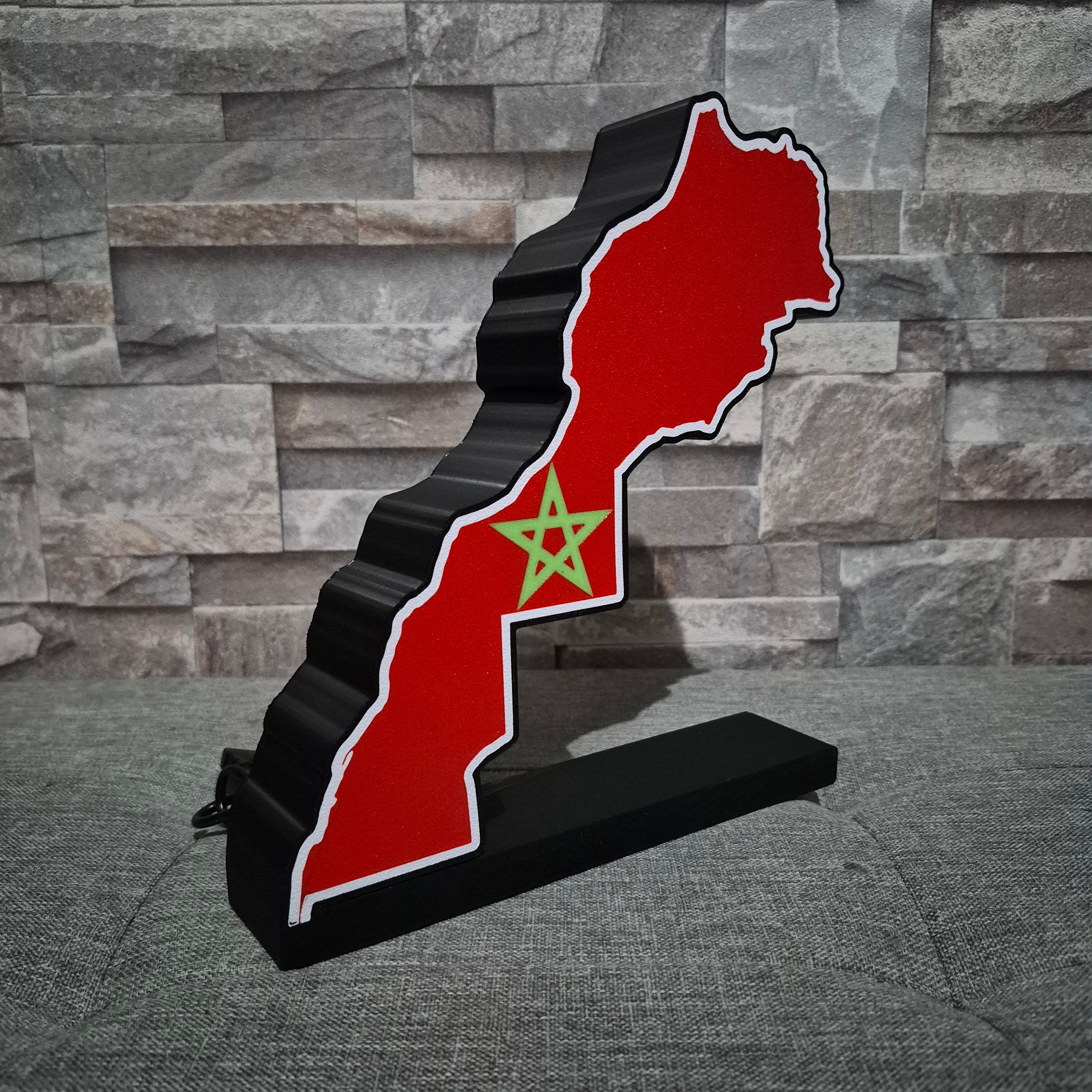 Logo lumineux drapeau Maroc – Décoration LED personnalisée