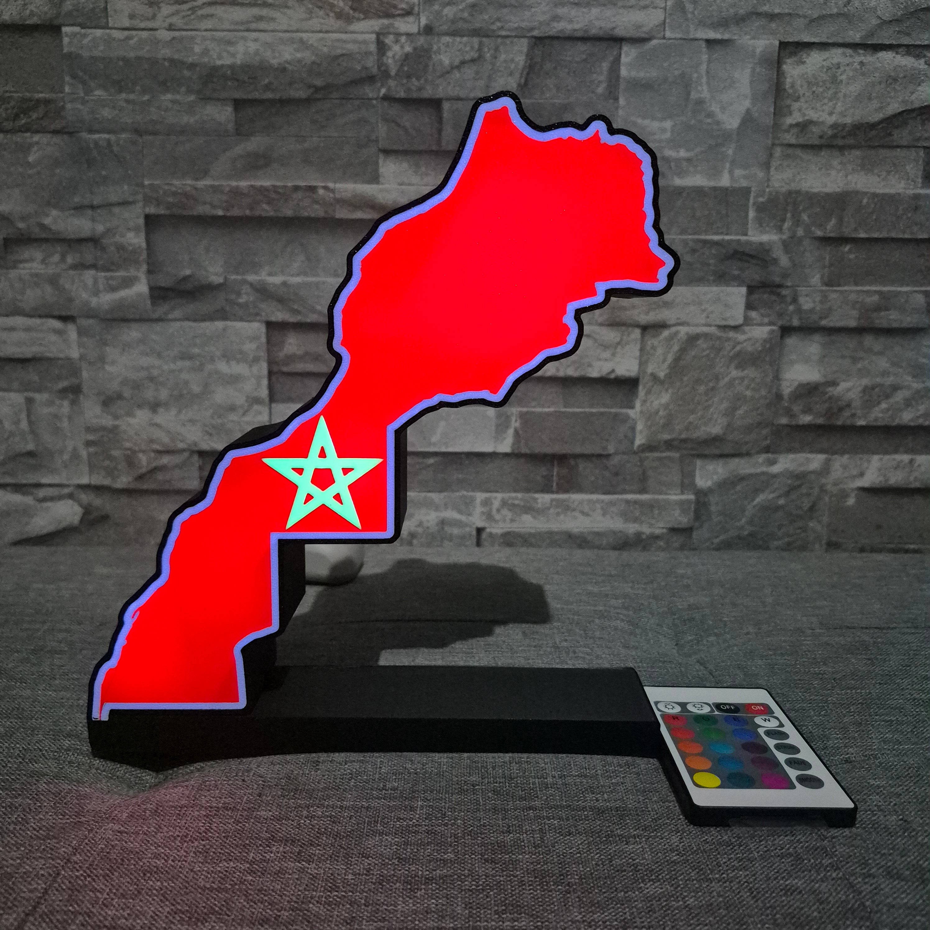 Logo lumineux drapeau Maroc – Décoration LED personnalisée