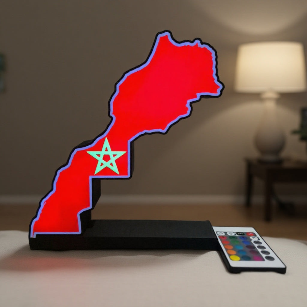 Logo lumineux drapeau Maroc – Décoration LED personnalisée
