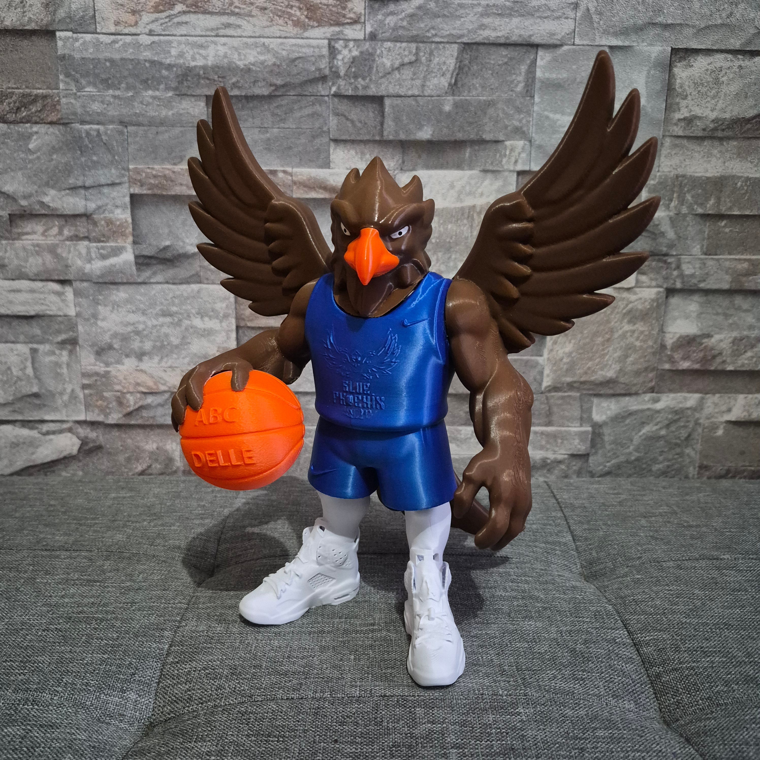 Figurine Blue Phoenix – Mascotte Basketball décorative – Figurine sport en impression 3D