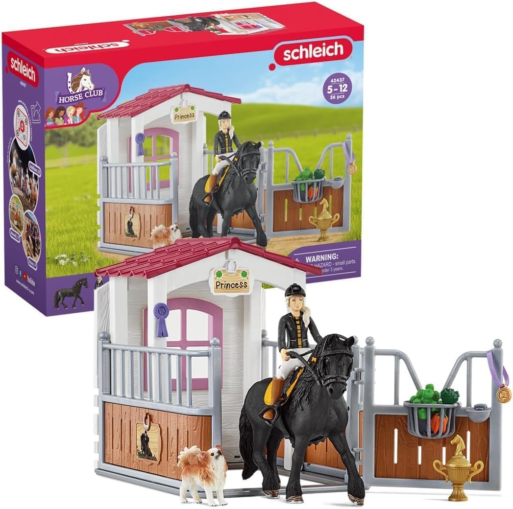 Schleich 42437 Horse Club - Stable with Tori and Princess, Stable Extension with 26 Pieces Included Including 1 Horse, Figurine Set for Children Ages 5 and Up