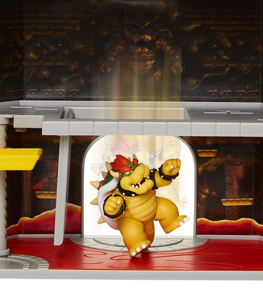 Super Mario - Bowser's Castle - Officially Licensed Super Mario Nintendo Product - Bowser Figures Included - Sound Effects - Mario Music - Interactive Pieces - Deluxe Playset - Ages 3+