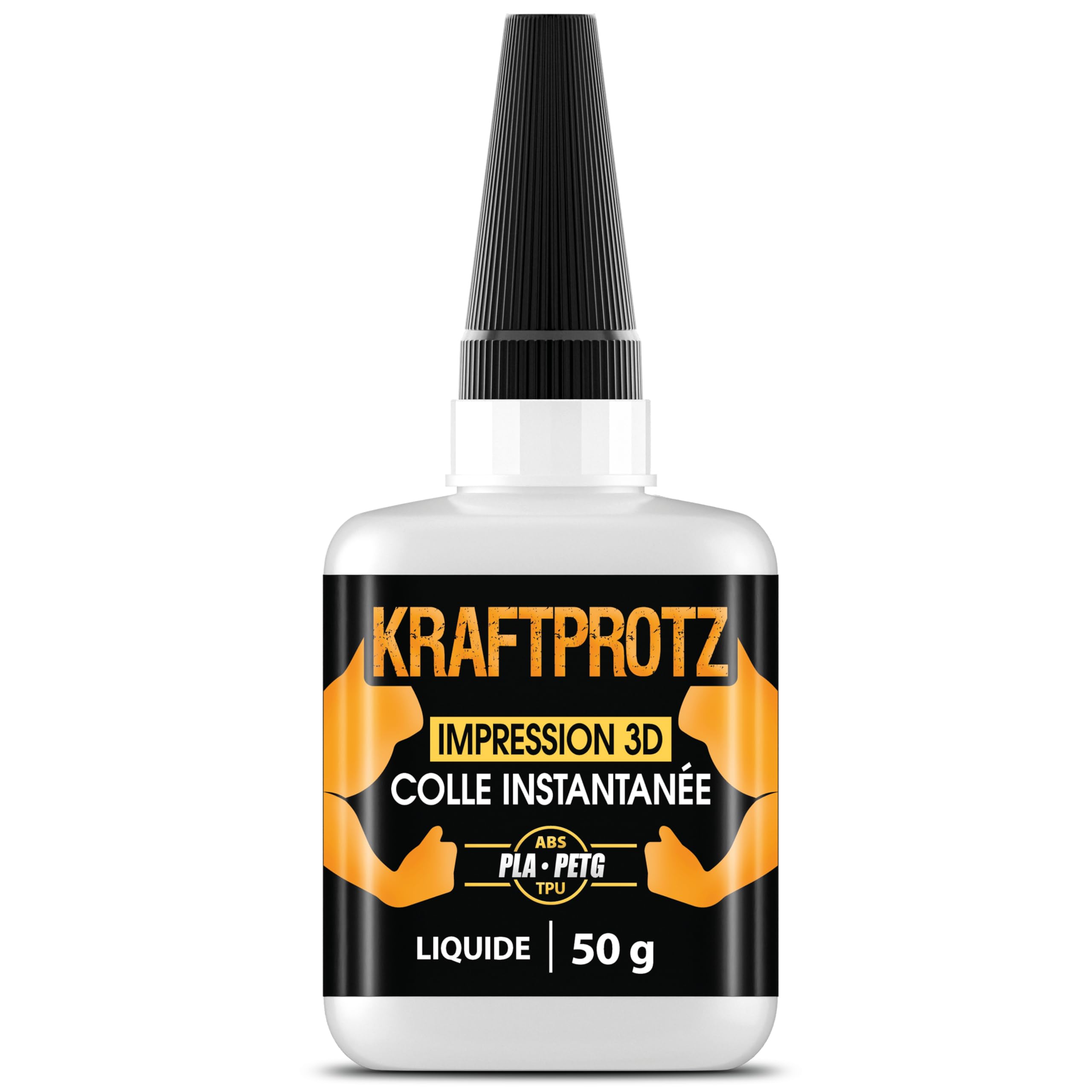 Colle liquide impression 3D extra forte 50 g – super glue XXL pour PLA, ABS, PETG, TPU & plus – fluide, transparente & résistante à l’eau/chaleur – aiguille anti-séchage – réparations précises