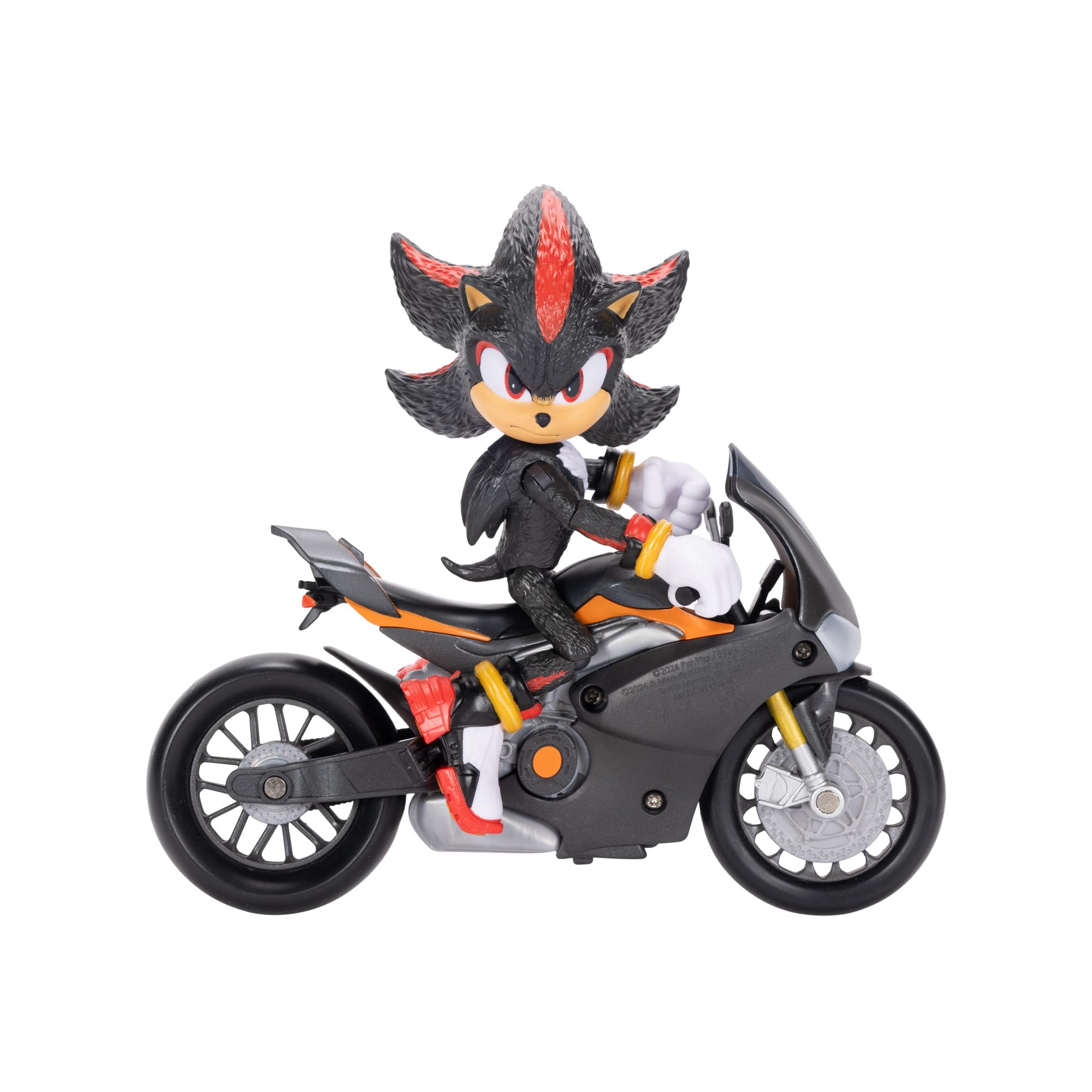 Sonic 3 The Movie - Shadow Articulated Figure Set and his Sports Bike - Officially Licensed - 13 cm - Realistic Details - Collectible Figures - For Fans - Gift Idea for Children Ages 3 and Up