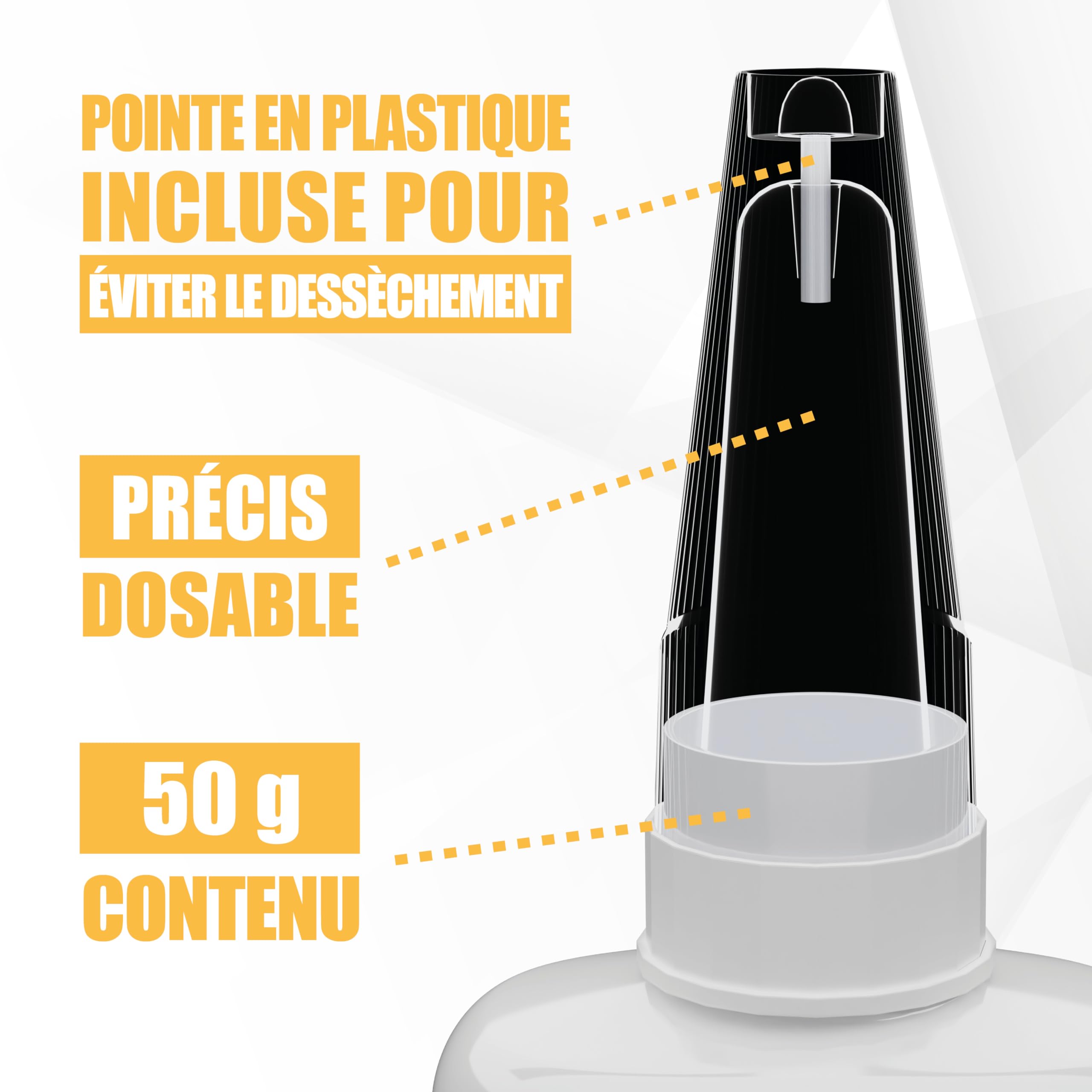 Colle liquide impression 3D extra forte 50 g – super glue XXL pour PLA, ABS, PETG, TPU & plus – fluide, transparente & résistante à l’eau/chaleur – aiguille anti-séchage – réparations précises