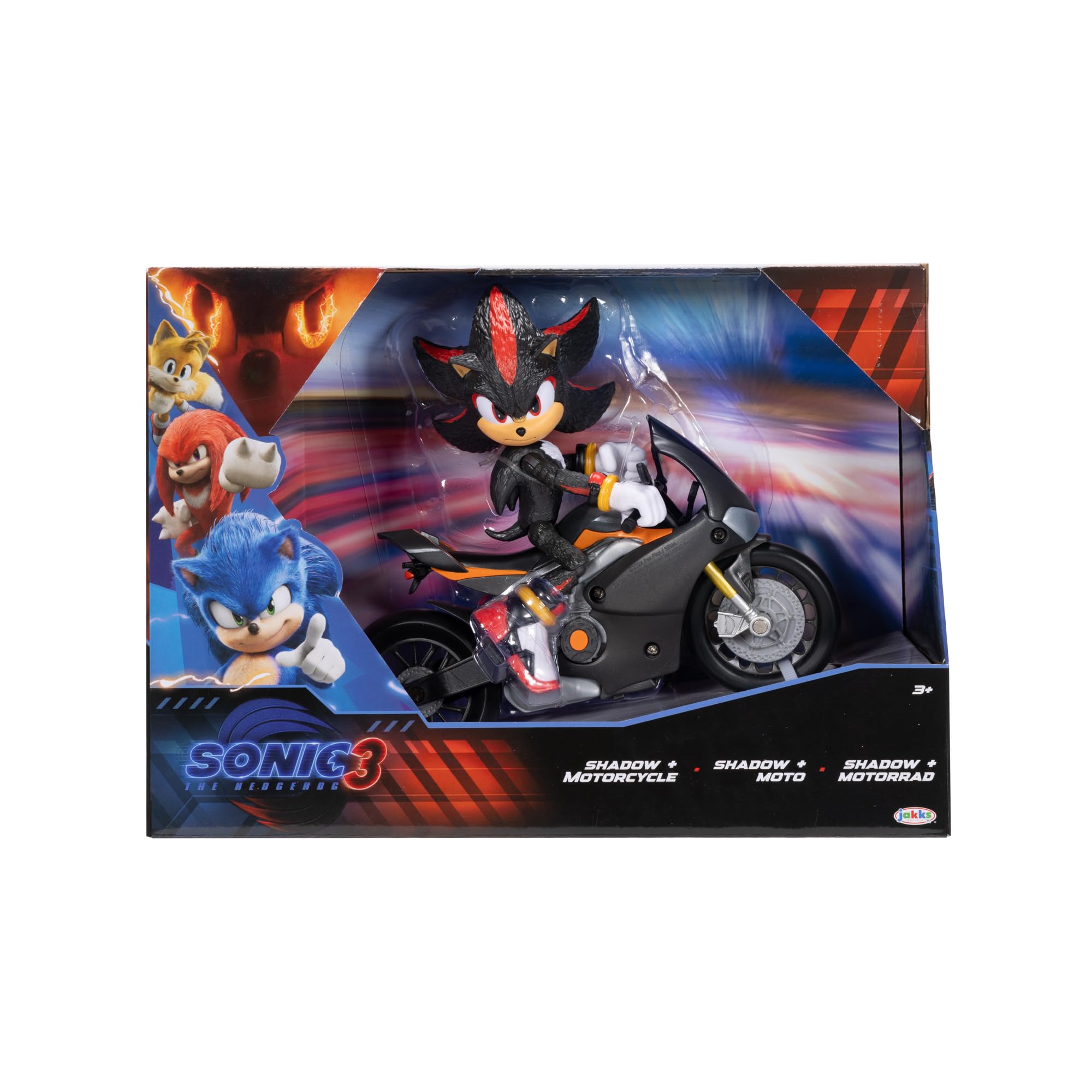 Sonic 3 The Movie - Shadow Articulated Figure Set and his Sports Bike - Officially Licensed - 13 cm - Realistic Details - Collectible Figures - For Fans - Gift Idea for Children Ages 3 and Up
