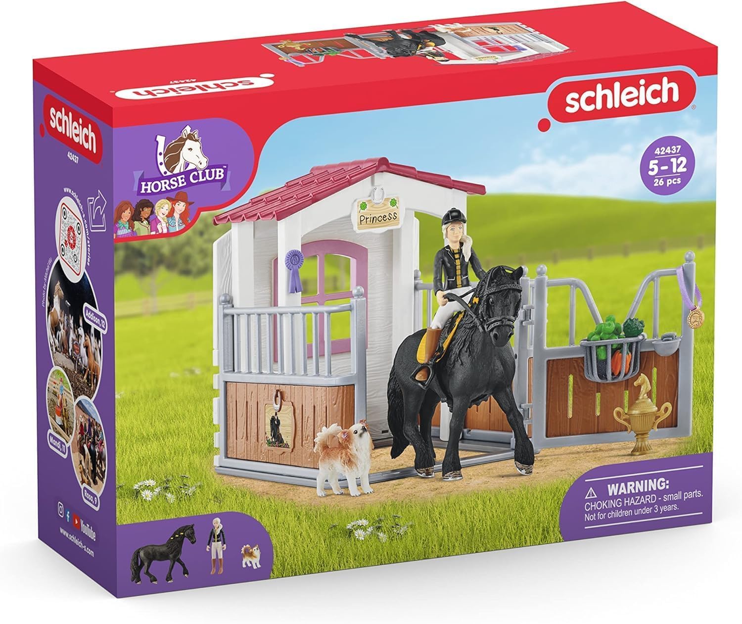 Schleich 42437 Horse Club - Stable with Tori and Princess, Stable Extension with 26 Pieces Included Including 1 Horse, Figurine Set for Children Ages 5 and Up