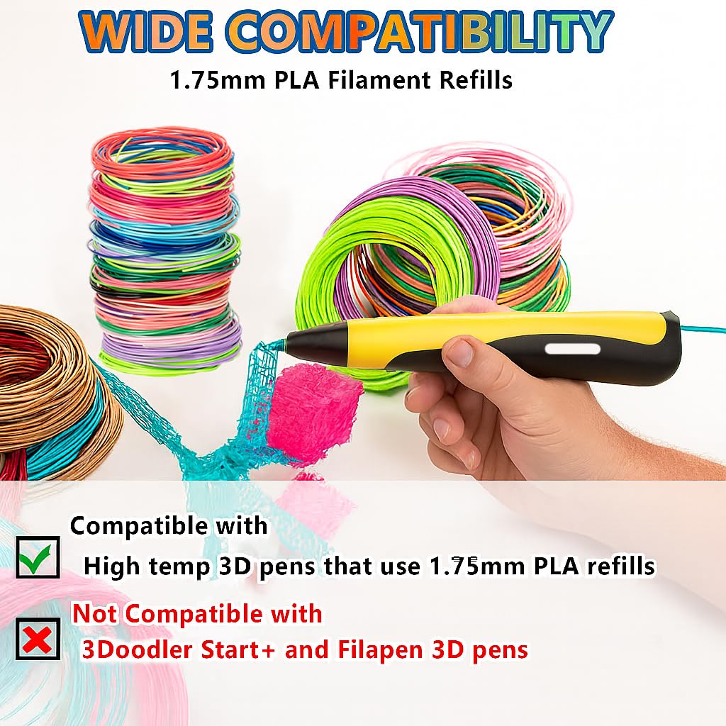 Yungden Filament Stylo 3D, 30 Couleurs 1,75MM Recharge 3D Pen Filament