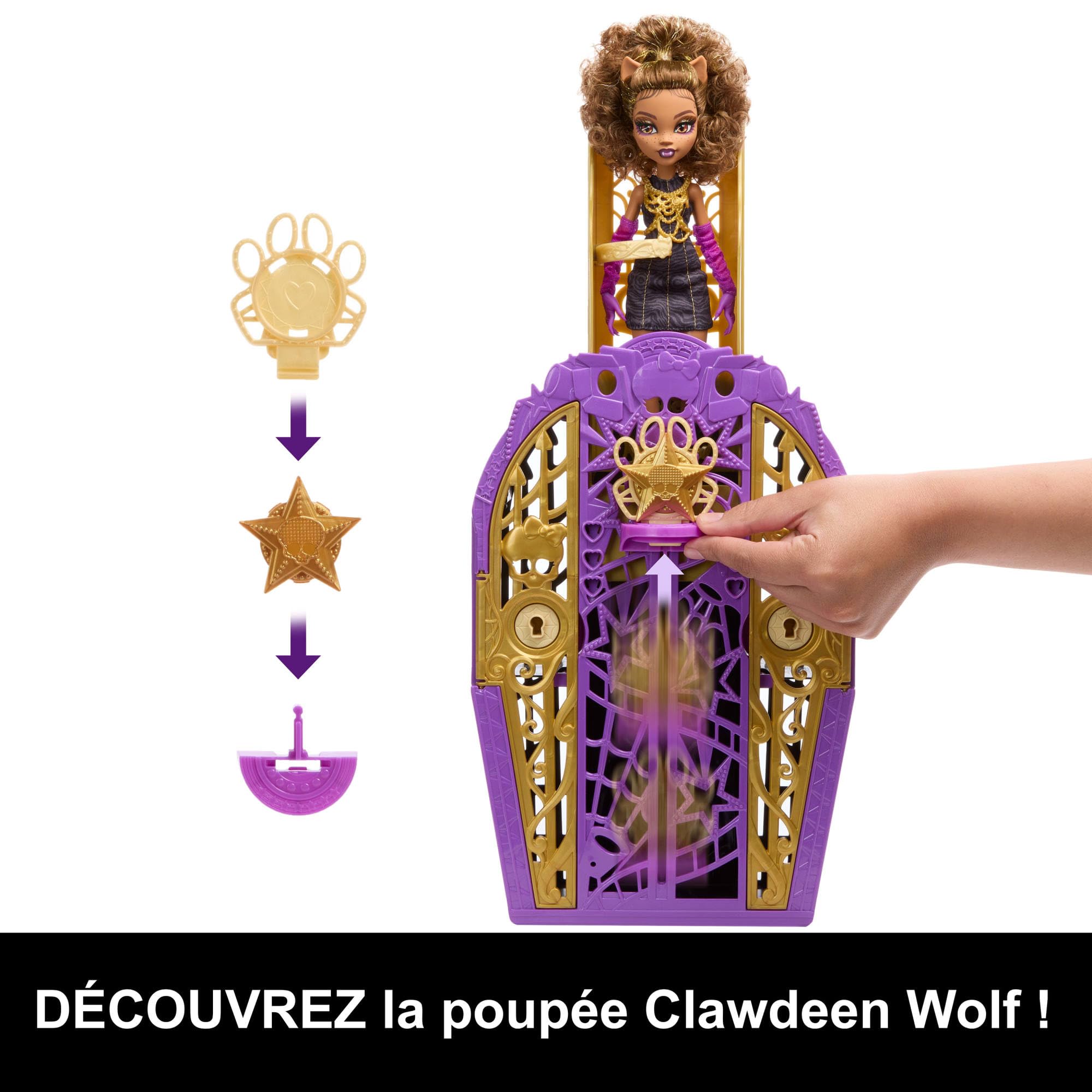 Monster High Monstrous Secrets Clawdeen Wolf Hauntlywood Mystery Playset with doll, dressing room and over 19 glamorous surprises, including doll clothes, JBG80