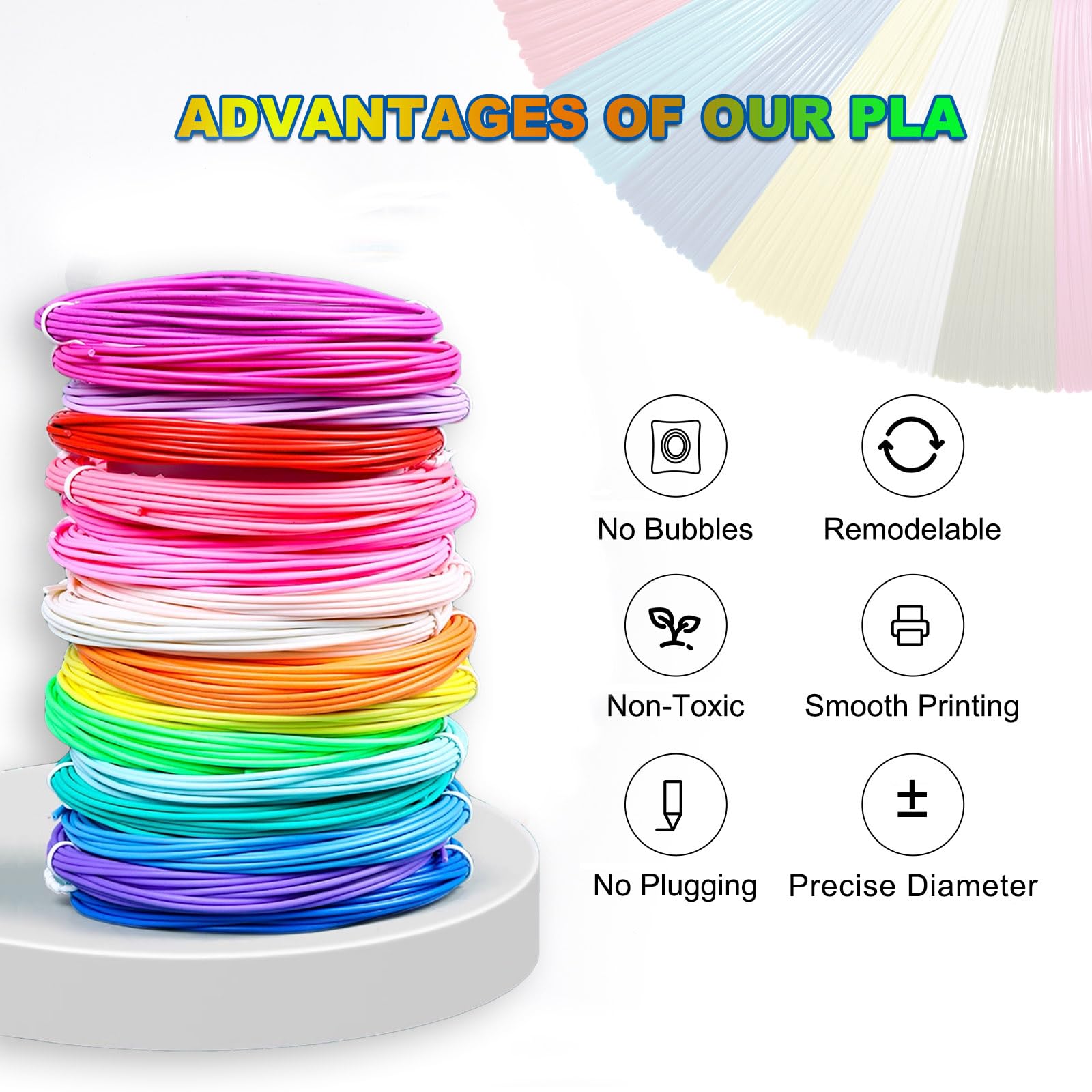 Yungden Filament Stylo 3D, 30 Couleurs 1,75MM Recharge 3D Pen Filament