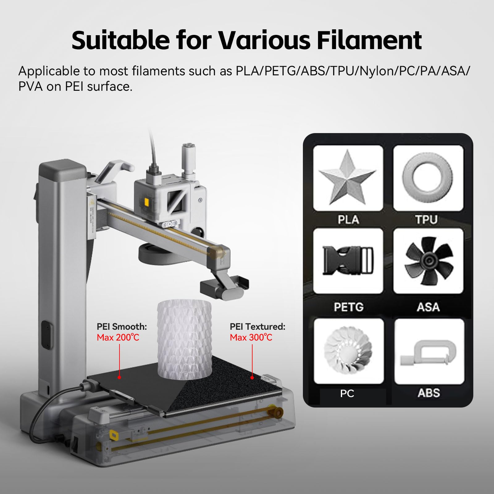 UniTak3D A1 Mini PEI Build Plate Plaque de Construction 184x184mm Plate-forme d'impression Flexible Spring Steel Sheet Smooth/Textured PEI ONLY Compatible with Bambu Lab A1 Mini Imprimante 3D