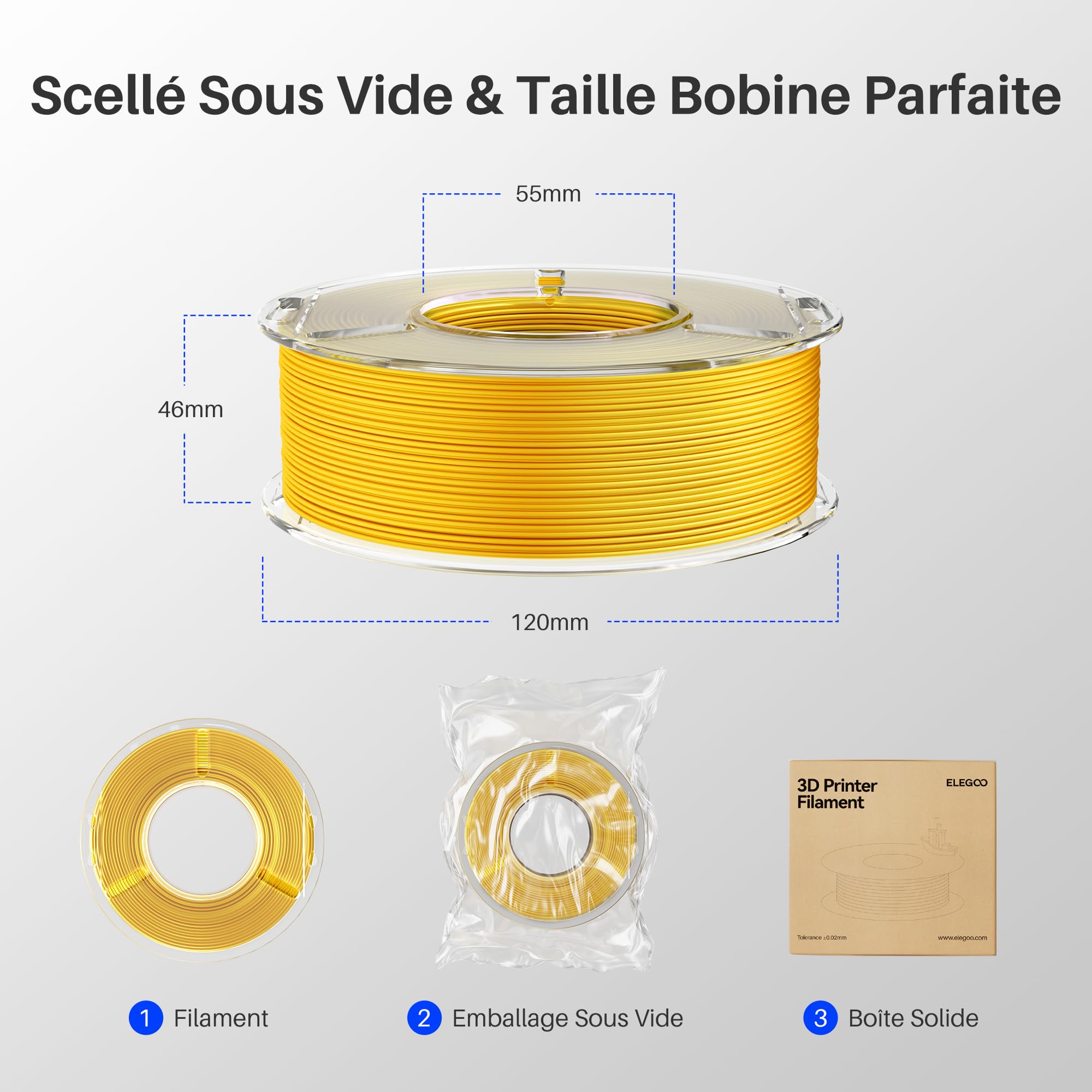 ELEGOO Pack de 4 Bobines de Filament PLA Soie Tricolore