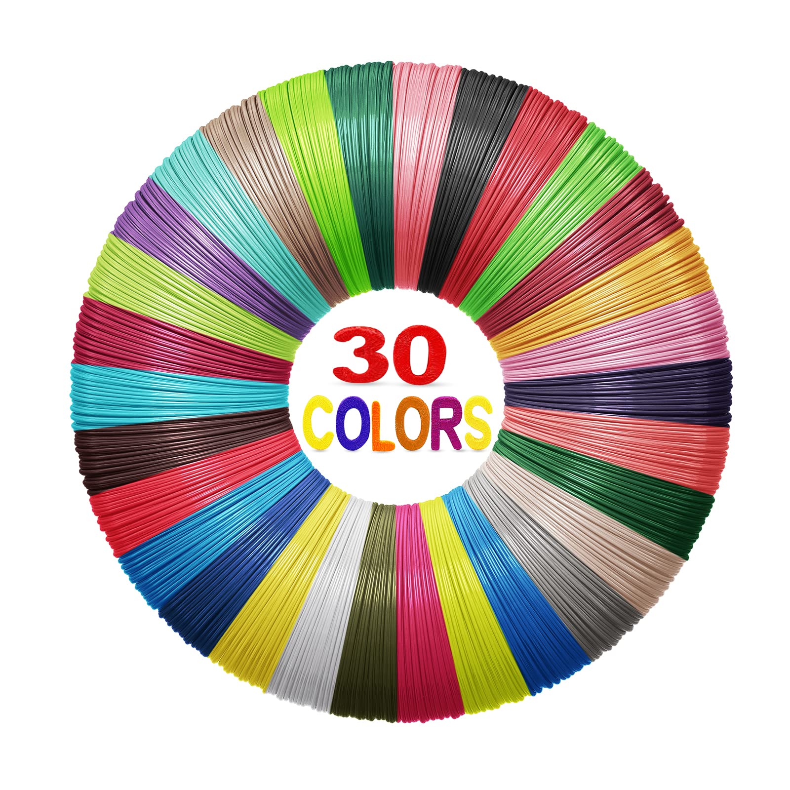 Yungden Filament Stylo 3D, 30 Couleurs 1,75MM Recharge 3D Pen Filament