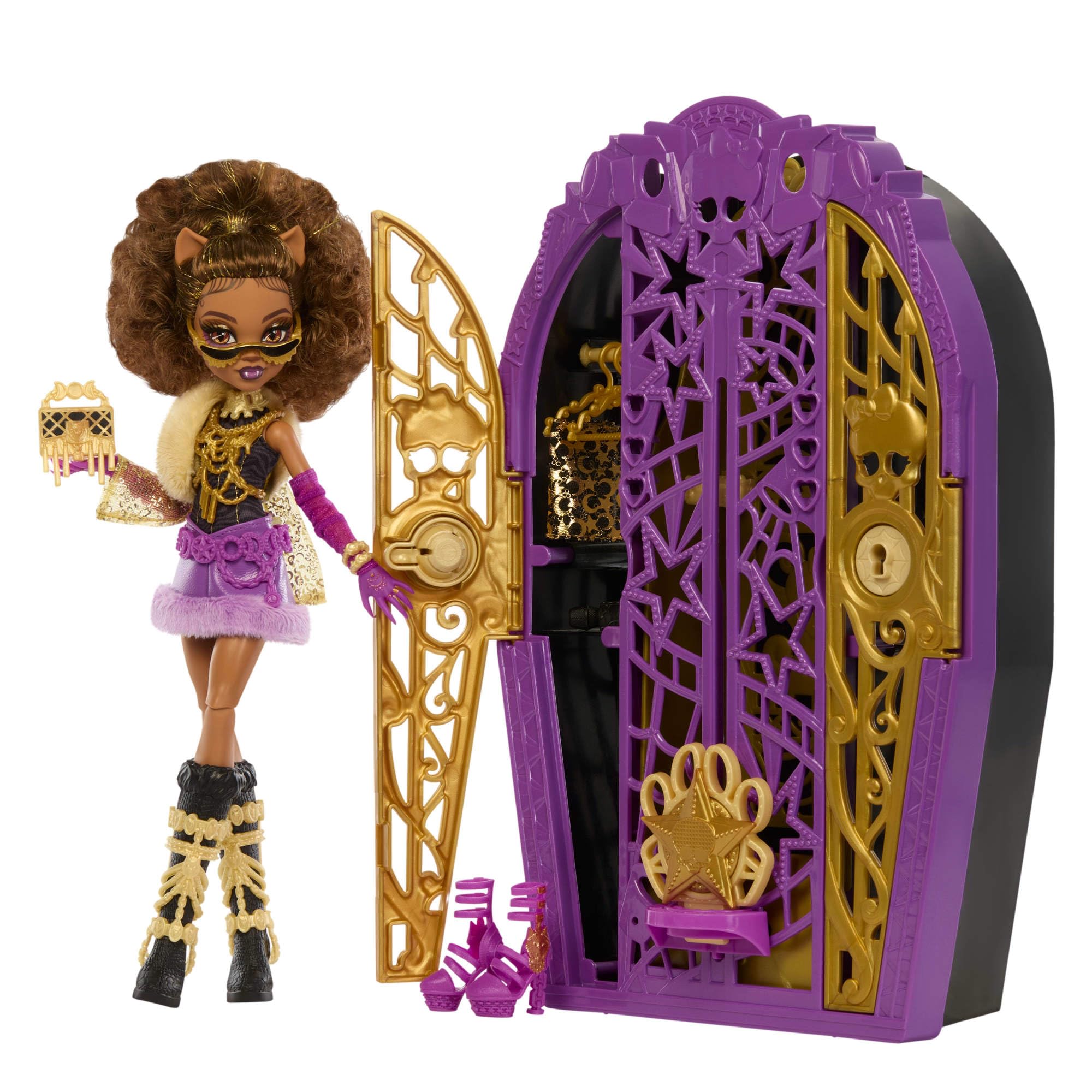 Monster High Monstrous Secrets Clawdeen Wolf Hauntlywood Mystery Playset with doll, dressing room and over 19 glamorous surprises, including doll clothes, JBG80