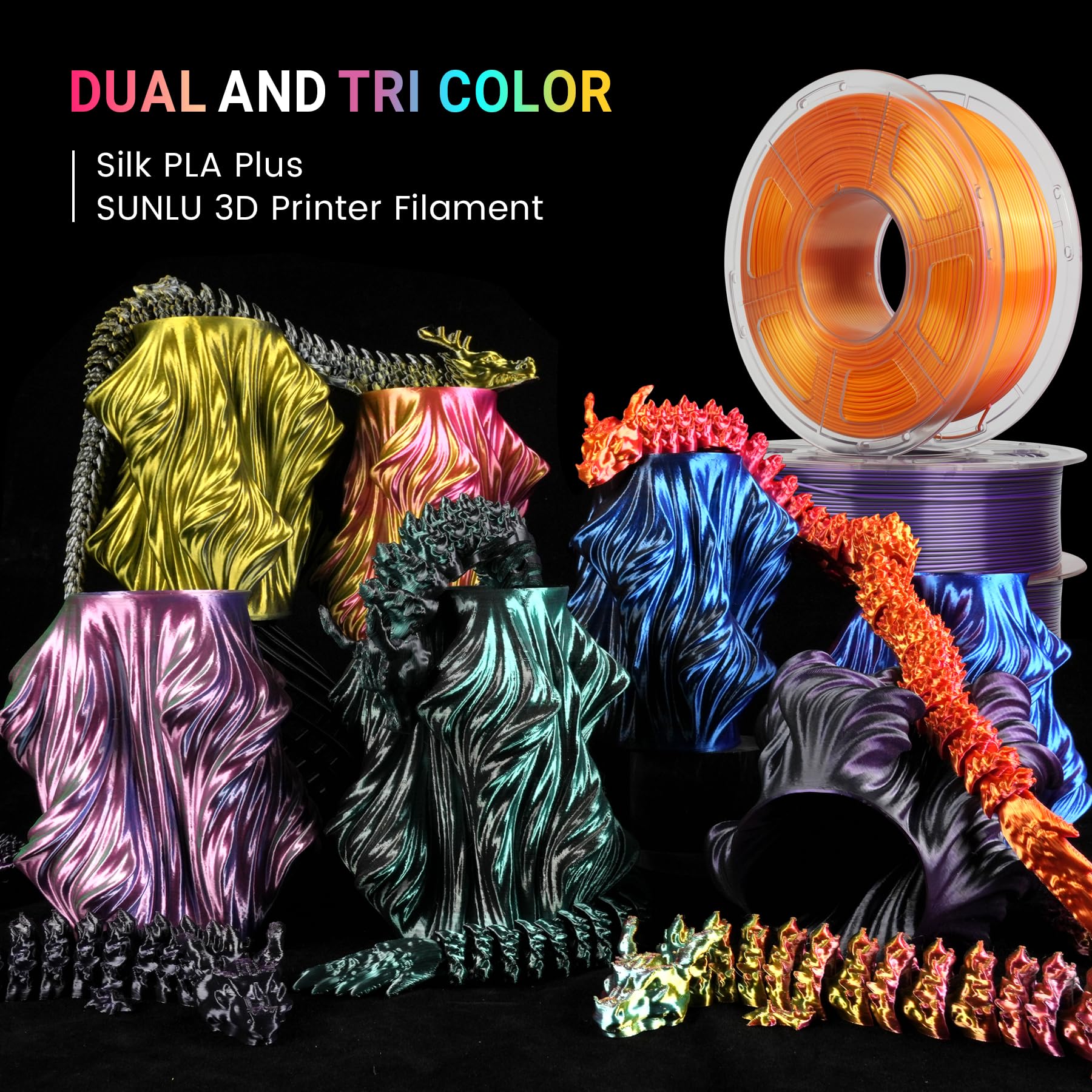 SUNLU Silk PLA Plus Filament d'imprimante 3D