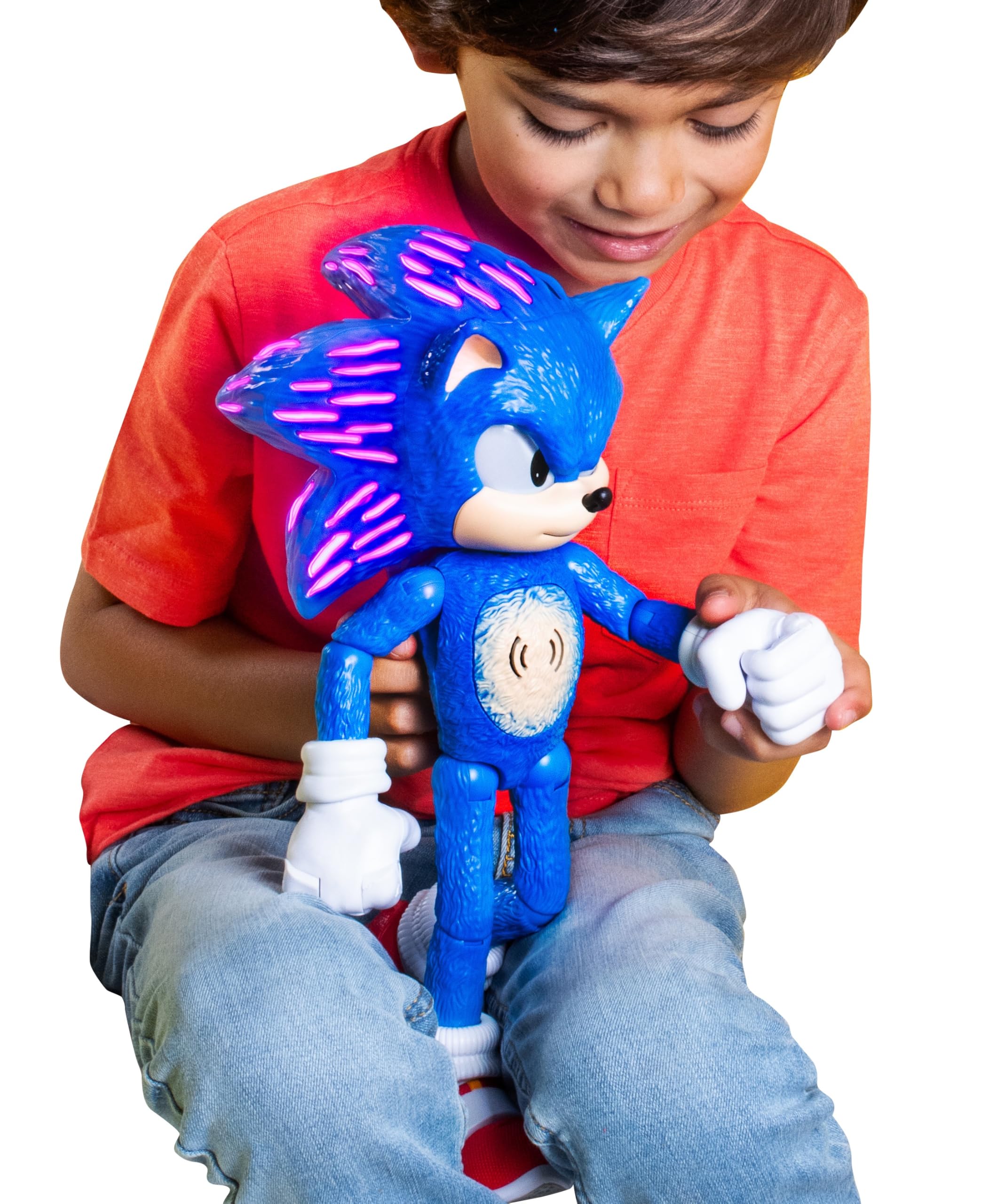 Sonic The Hedgehog 3 The Movie | Talking Sonic Action Figure | Officially Licensed | 34 cm | 30 Iconic Phrases and Sounds | Light-Up Eyes and Spikes | Collectible Toy for Children | Gift Idea for Ages 3+