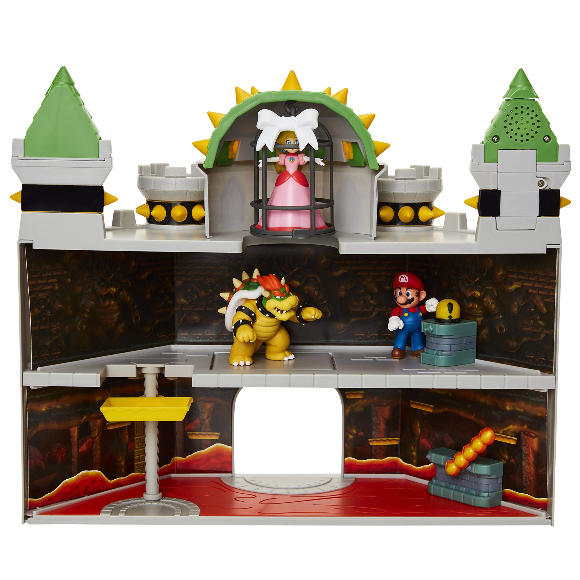Super Mario - Bowser's Castle - Officially Licensed Super Mario Nintendo Product - Bowser Figures Included - Sound Effects - Mario Music - Interactive Pieces - Deluxe Playset - Ages 3+