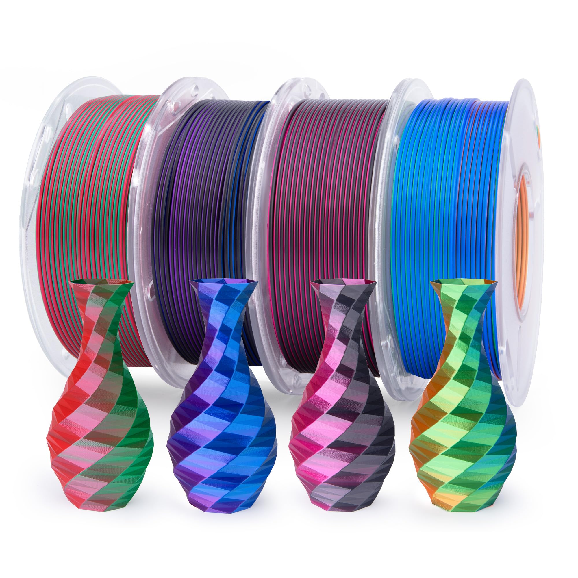 ELEGOO Pack de 4 Bobines de Filament PLA Soie Tricolore