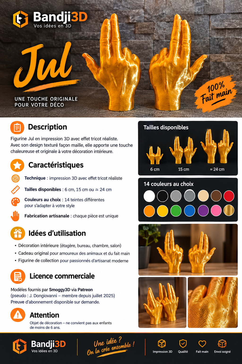 Figurine Signe JUL en Impression 3D – Décoration Originale