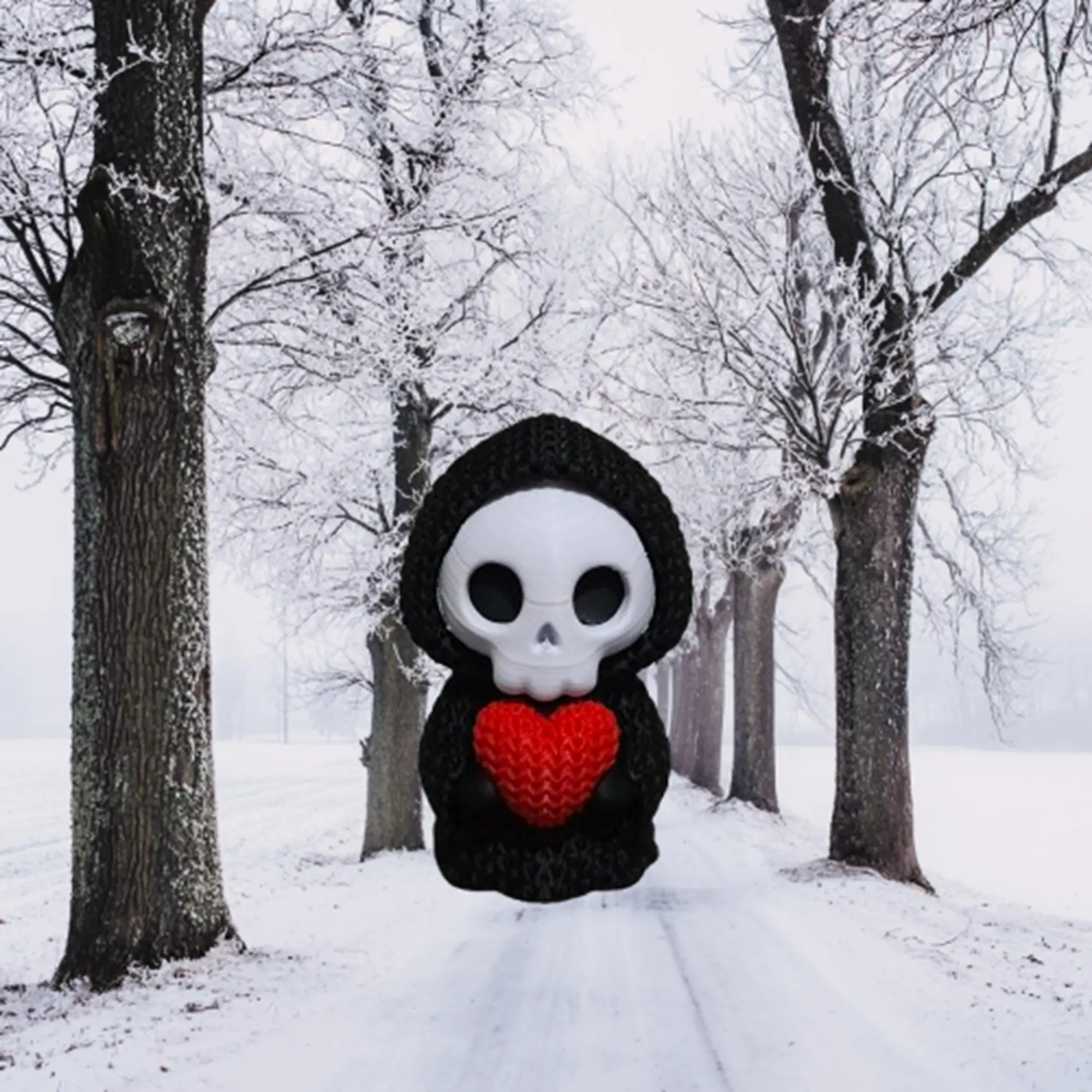 Décoration Squelette Cœur Tricot 3D – Figurine Halloween & Saint-Valentin | Bandji3D Bandji3D