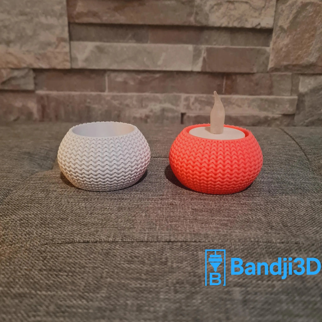 Porte-bougie 3D effet tricot – Bougeoir Déco Cosy & Cadeau Original | Bandji3D Bandji3D