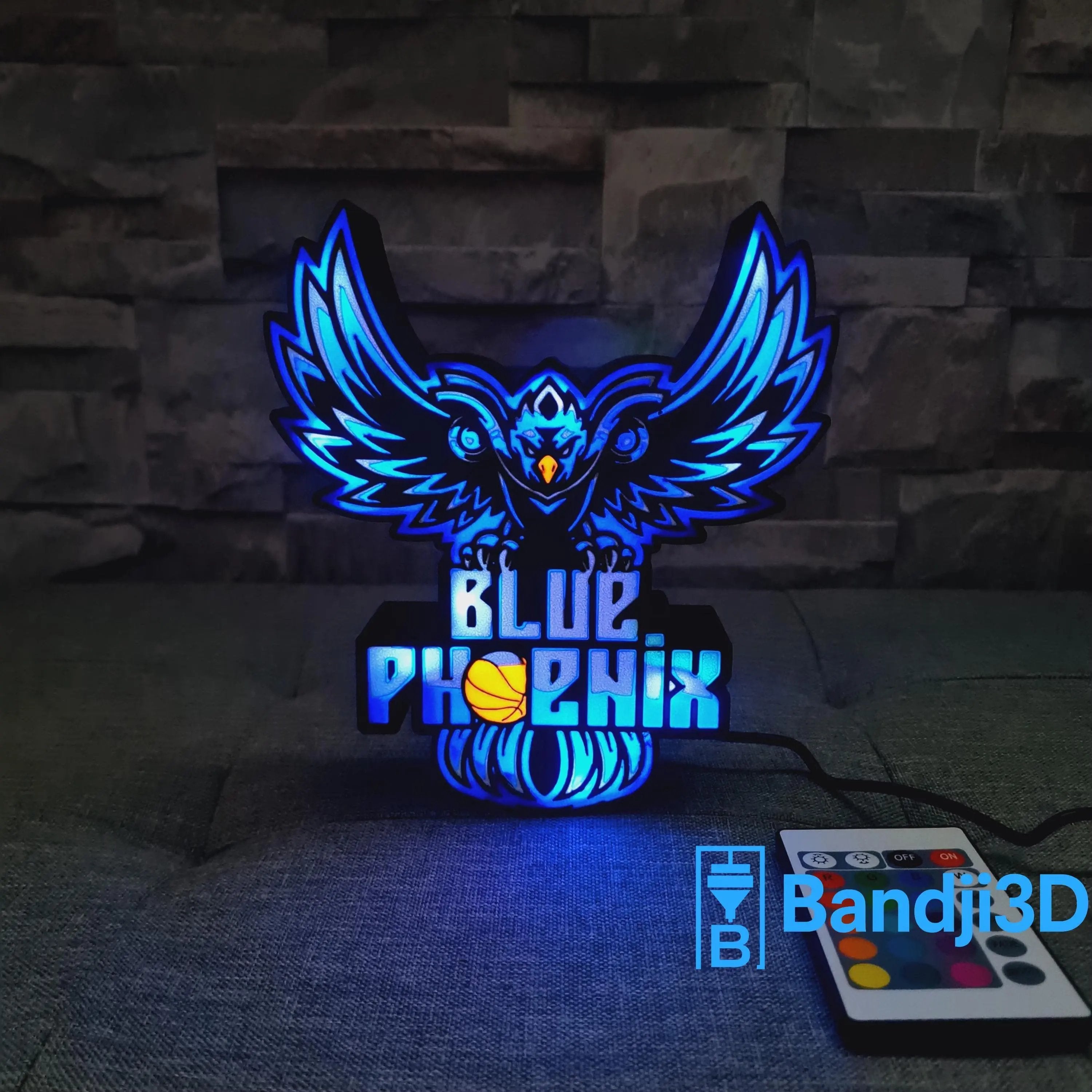 Enseigne LED Blue Phoenix – Logo Lumineux Personnalisable | Bandji3D Bandji3D