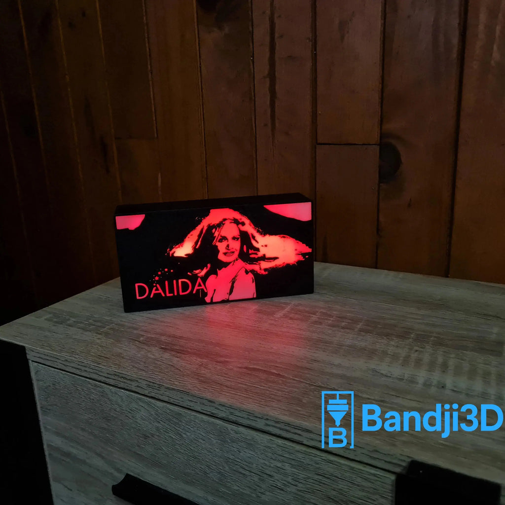 Lampe LED Dalida – Portrait Gravé & Personnalisation au Dos | Bandji3D Bandji3D