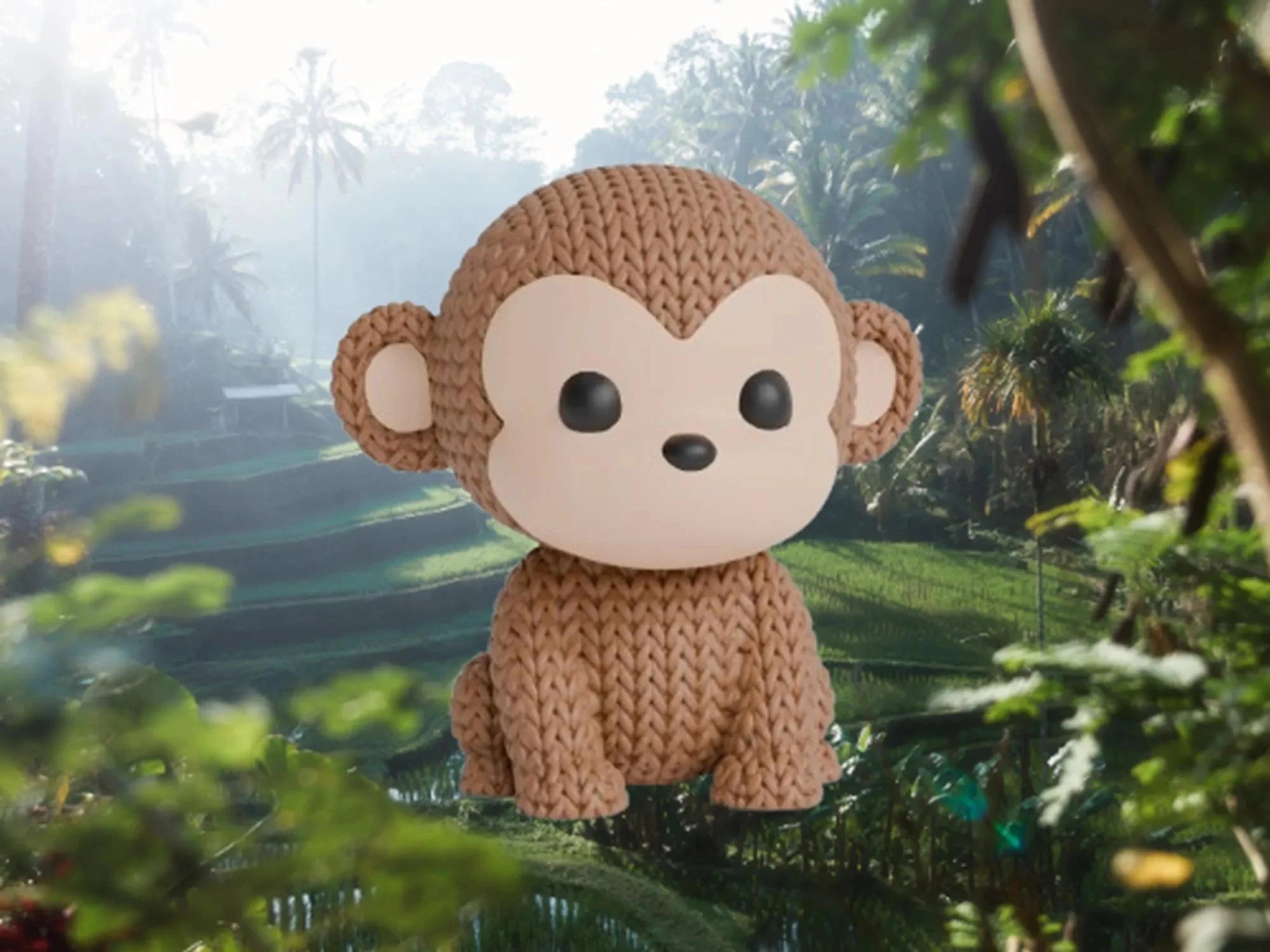 Figurine singe tricot 3D • Sculpture artisanale • Déco jungle | Bandji3D Bandji3D