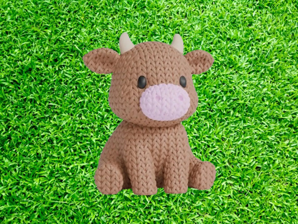 Figurine vache tricot 3D • Sculpture artisanale déco • Cadeau original | Bandji3D Bandji3D