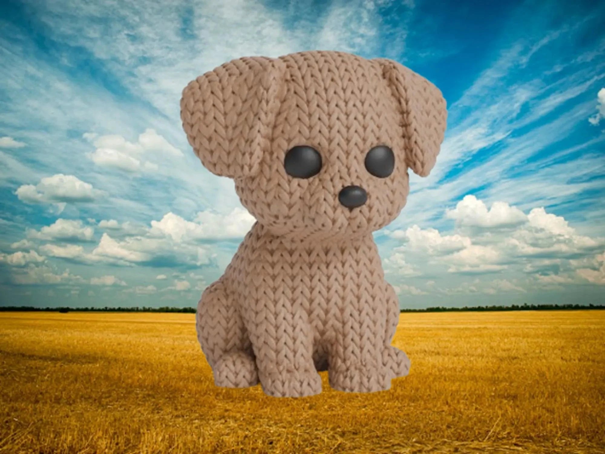 Figurine chien tricot 3D • Sculpture artisanale • Déco mignonne | Bandji3D Bandji3D