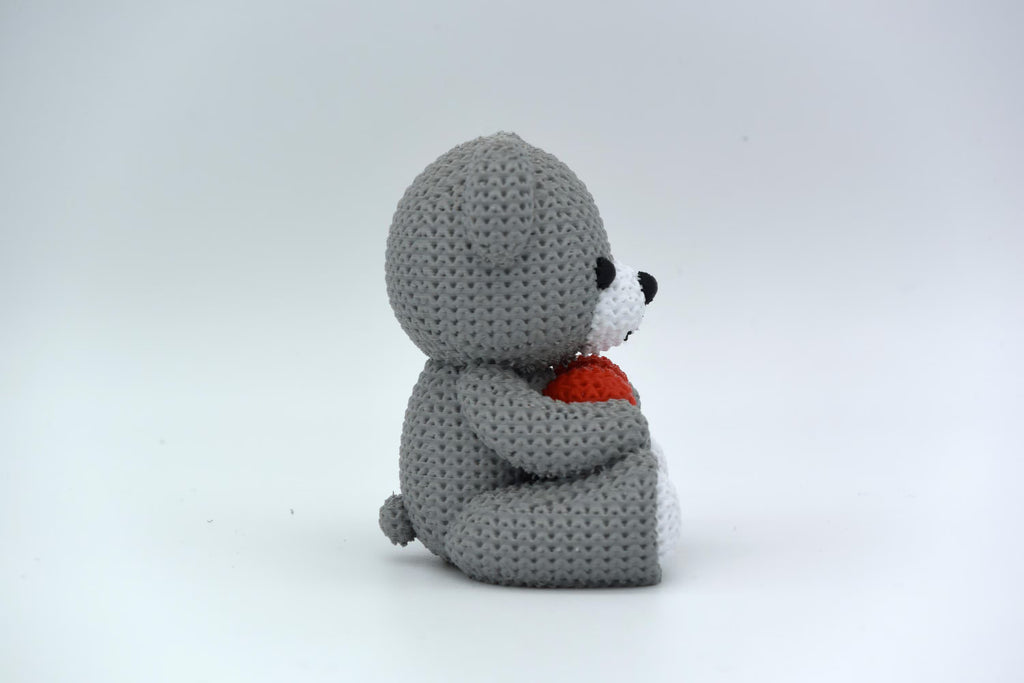 Figurine ourson tricot 3D avec cœur • Sculpture artisanale mignonne • Cadeau romantique | Bandji3D Bandji3D