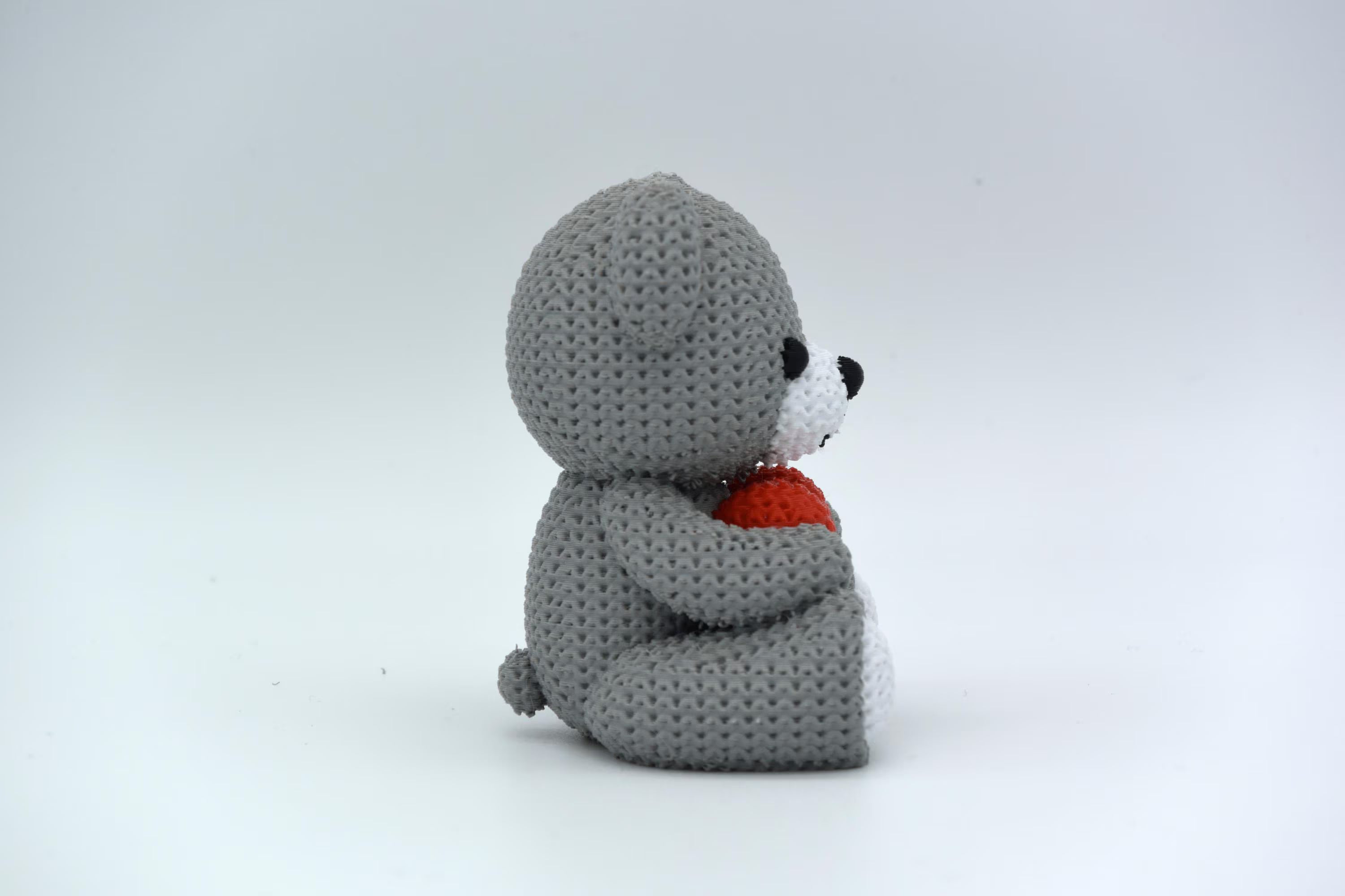 Figurine ourson tricot 3D avec cœur • Sculpture artisanale mignonne • Cadeau romantique | Bandji3D Bandji3D
