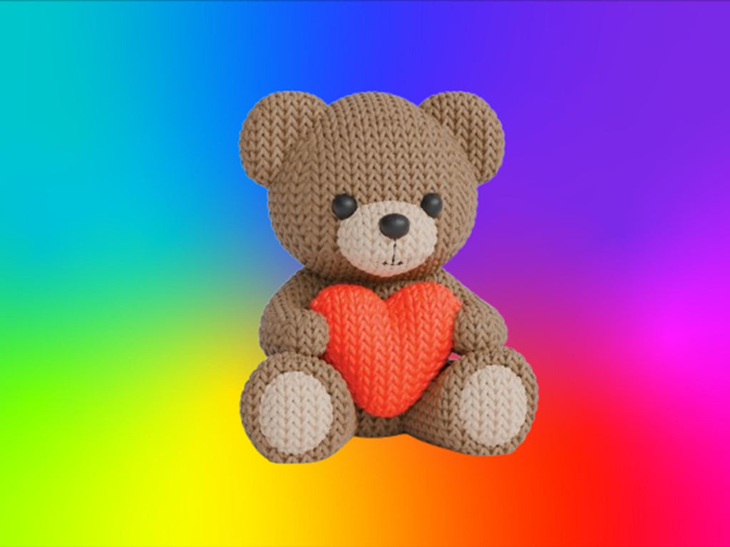 Figurine ourson tricot 3D avec cœur • Sculpture artisanale mignonne • Cadeau romantique | Bandji3D Bandji3D