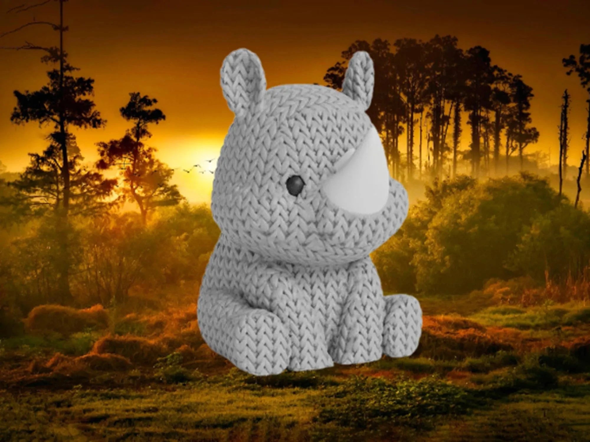 Figurine rhinocéros tricot 3D • Sculpture artisanale exotique • Déco originale | Bandji3D Bandji3D