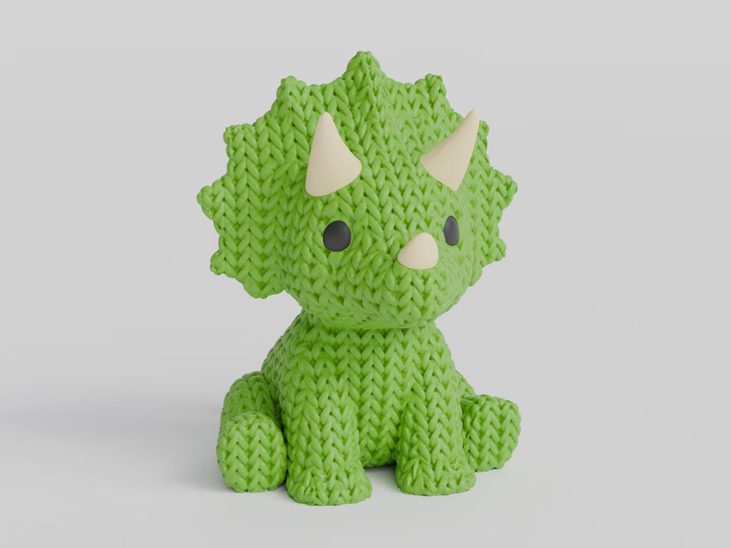 Figurine triceratops tricot 3D • Sculpture artisanale dinosaure • Déco originale | Bandji3D Bandji3D