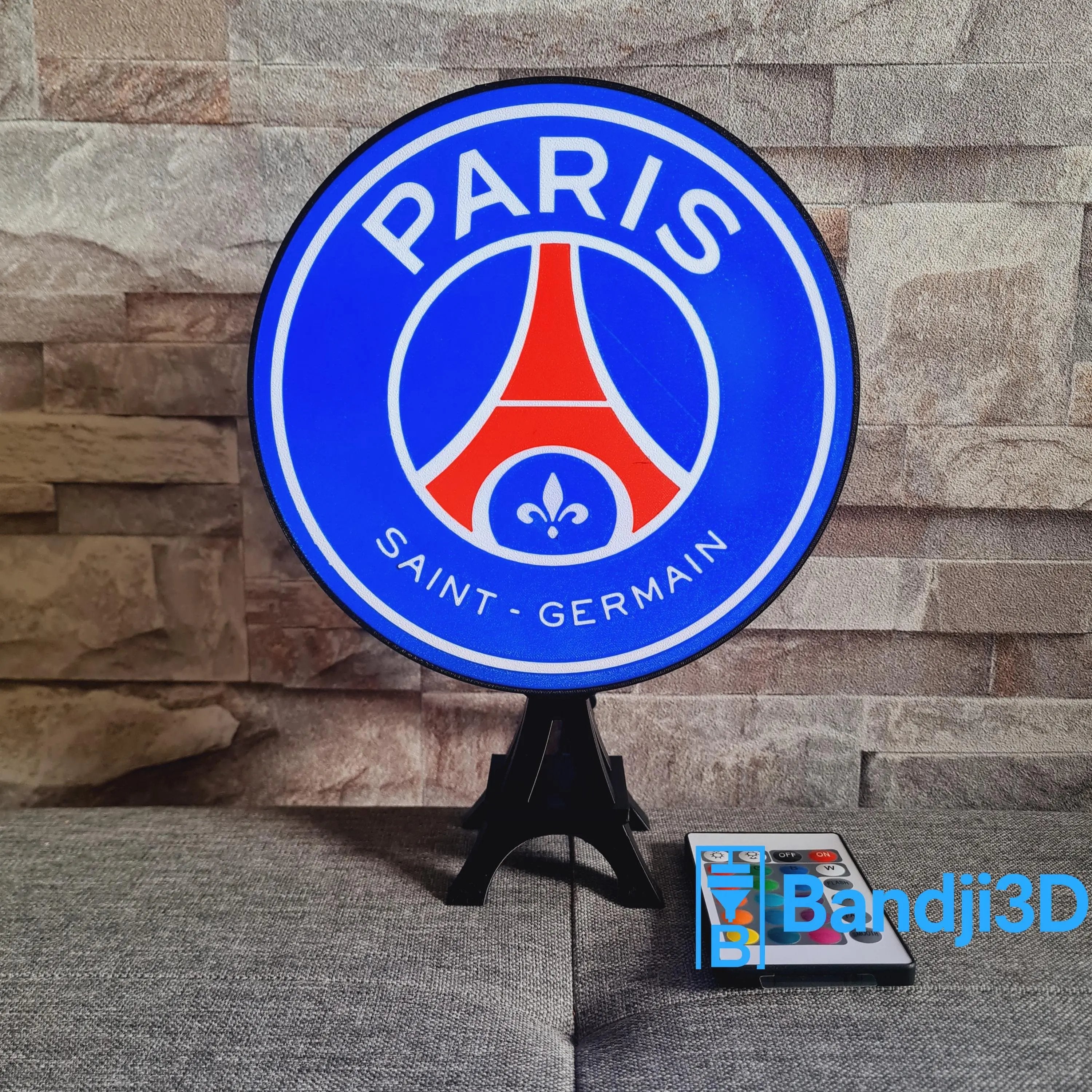 Logo Lumineux PSG LED – Enseigne Personnalisable avec Télécommande | Bandji3D Bandji3D