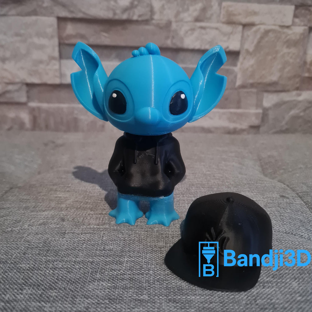 Figurine Stitch 3D Streetwear – Hoodie & Casquette Personnalisable | Bandji3D Bandji3D