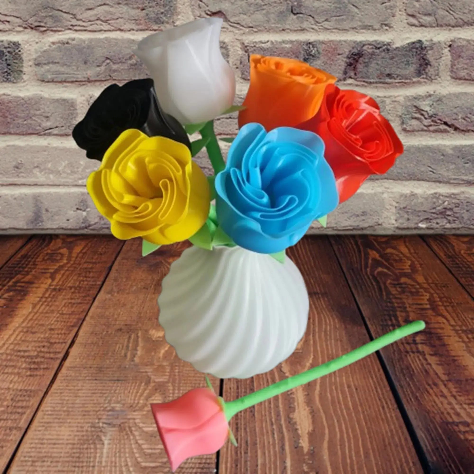 Rose 3D – Fleur & Bouquet avec Vase | Cadeau Durable | Bandji3D Bandji3D